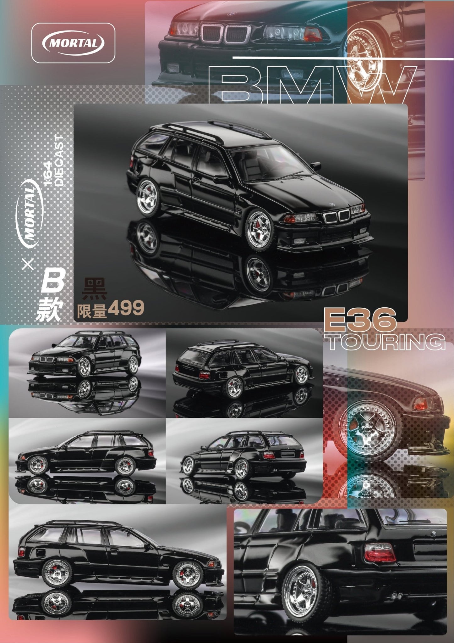 [ PREORDER ] Mortal - 1/64 Newly Model BMW E36 Touring Lowside Rider version diecast model car - B/Black - MODEL CARS UKMODEL CAR#INNO64##TARMAC##diecast_model#