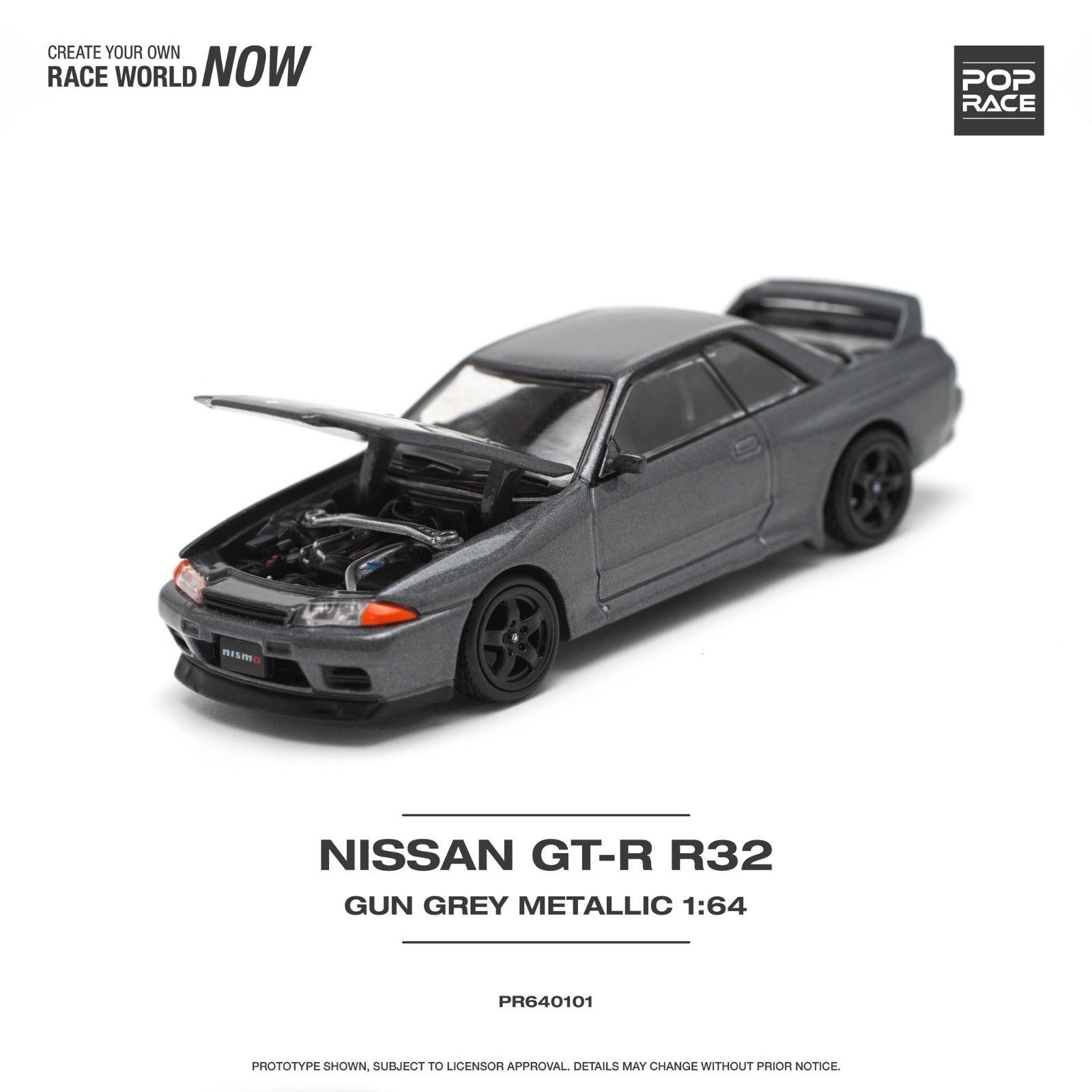 [PREORDER] POP RACE - GT-R R32 GUN GREY METALLIC - PR640101 - MODEL CAR UKMODEL CAR#INNO64##TARMAC##diecast_model#