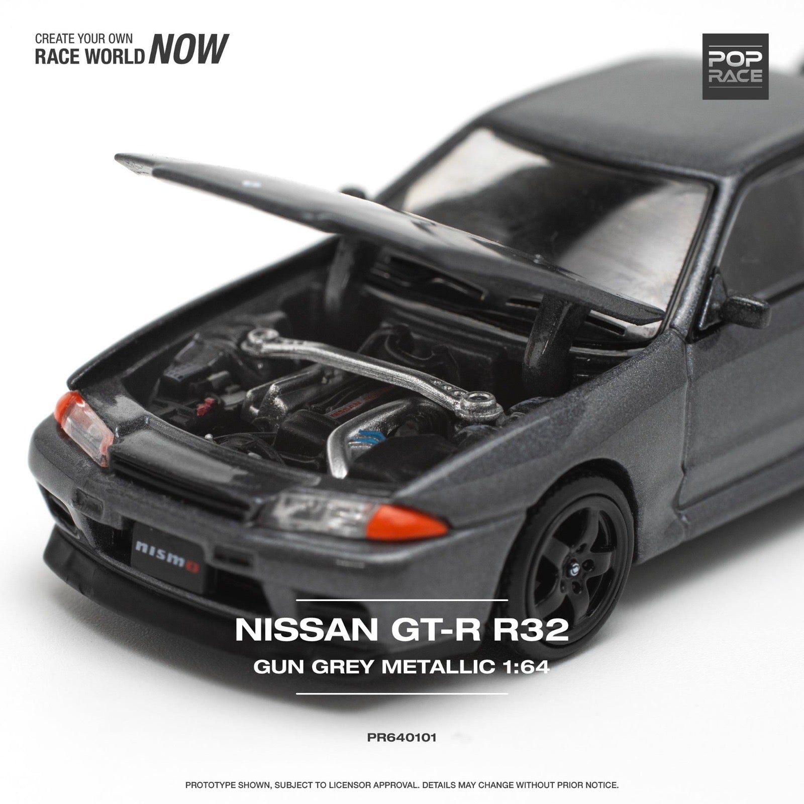 [PREORDER] POP RACE - GT-R R32 GUN GREY METALLIC - PR640101 - MODEL CAR UKMODEL CAR#INNO64##TARMAC##diecast_model#