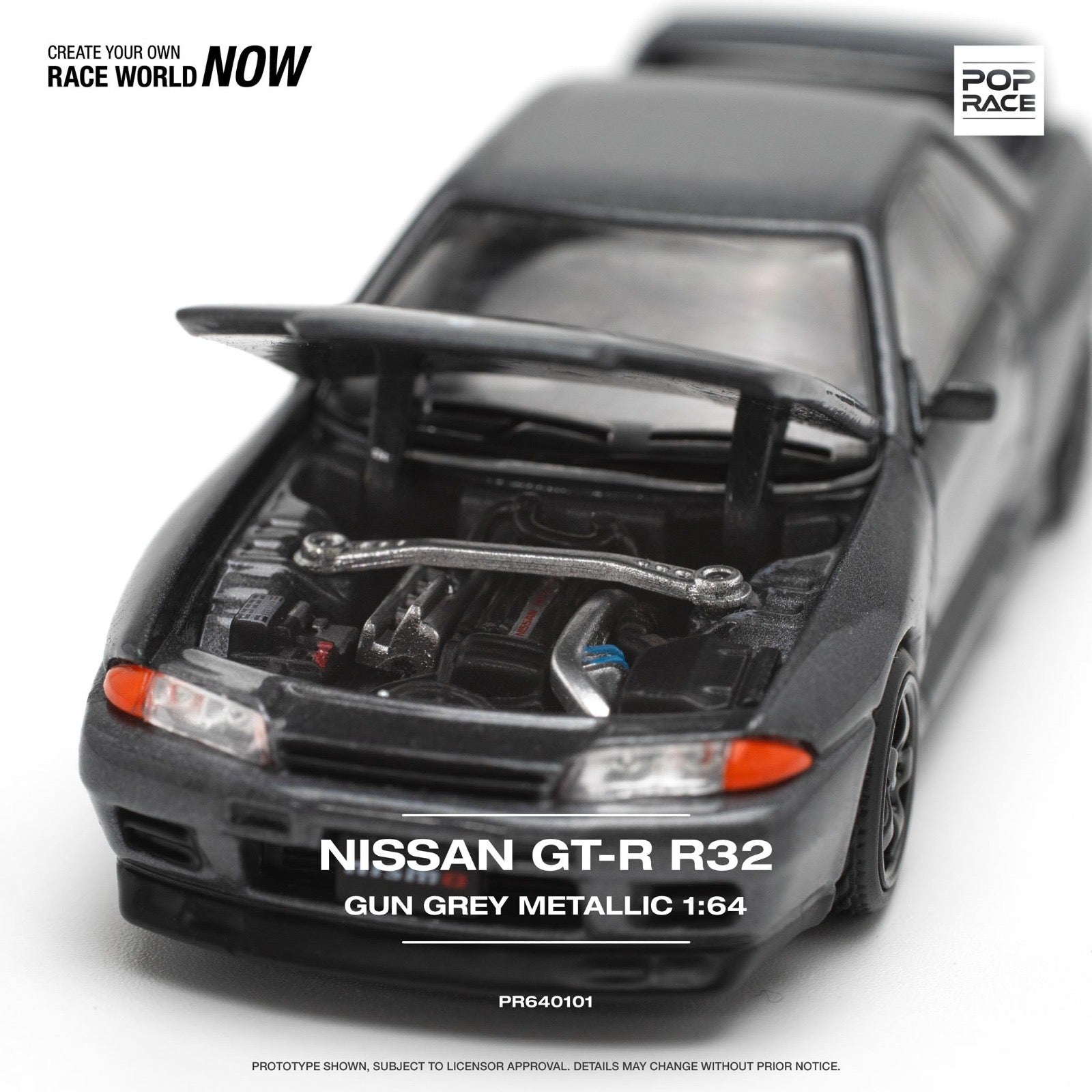 [PREORDER] POP RACE - GT-R R32 GUN GREY METALLIC - PR640101 - MODEL CAR UKMODEL CAR#INNO64##TARMAC##diecast_model#