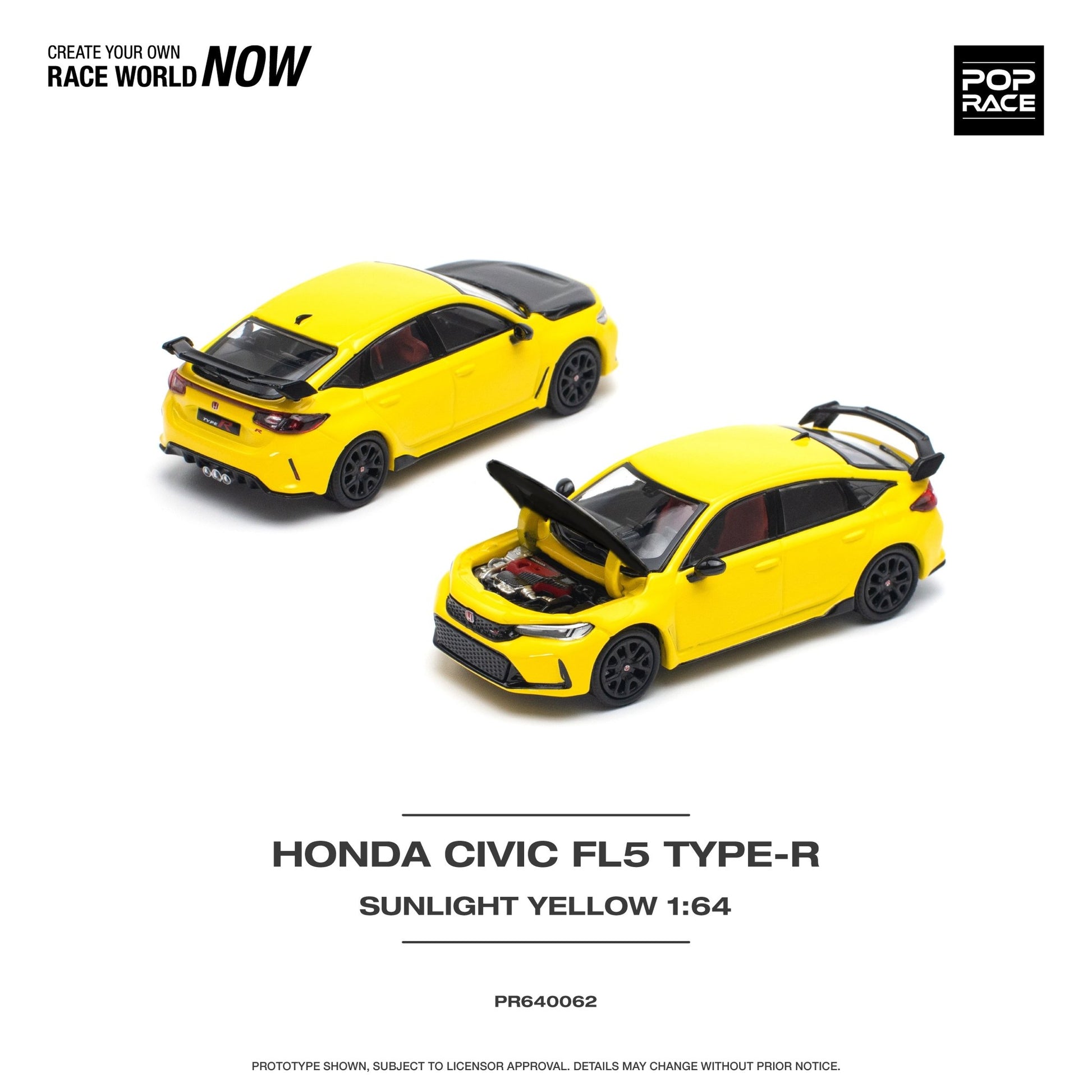 [PREORDER] POP RACE - HONDA CIVIC FL5 TYPE-R SUNLIGHT YELLOW - PR640062 - MODEL CARS UKMODEL CAR#INNO64##TARMAC##diecast_model#