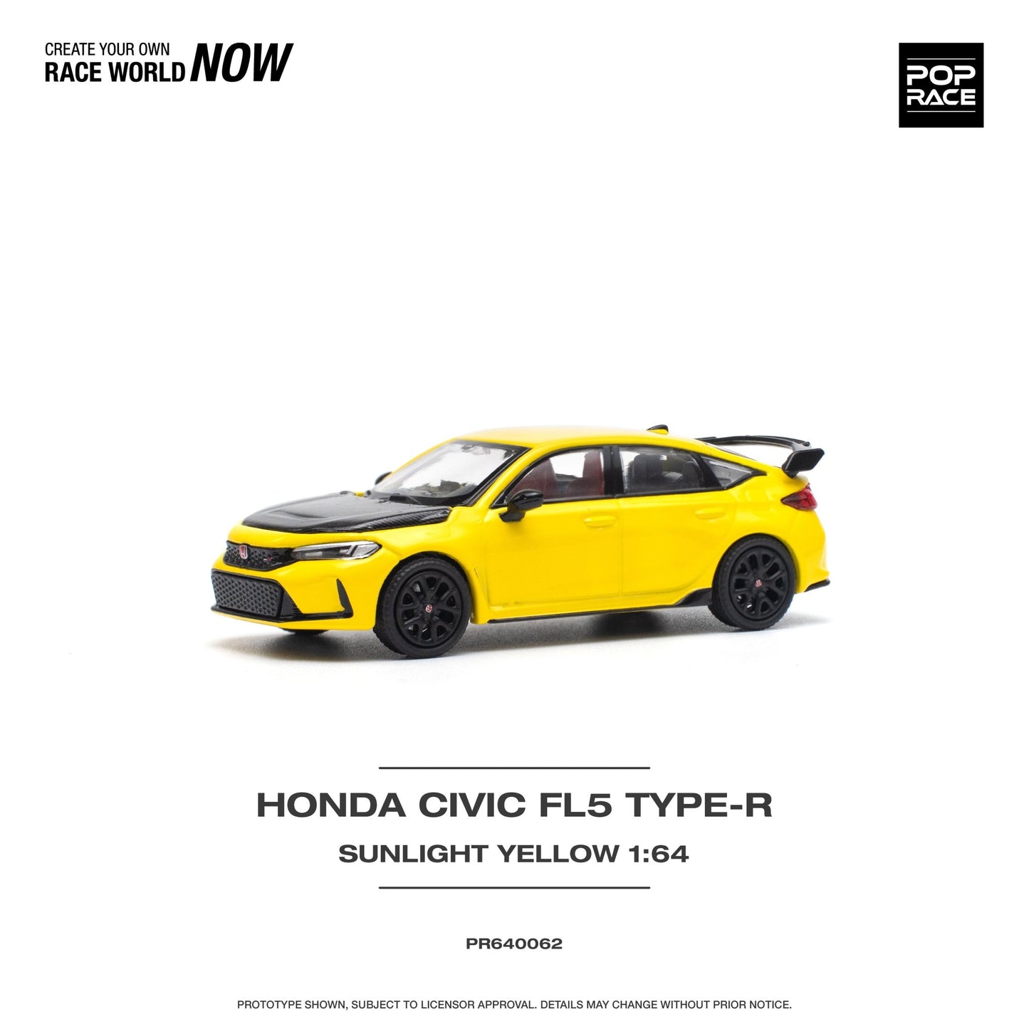 [PREORDER] POP RACE - HONDA CIVIC FL5 TYPE-R SUNLIGHT YELLOW - PR640062 - MODEL CARS UKMODEL CAR#INNO64##TARMAC##diecast_model#