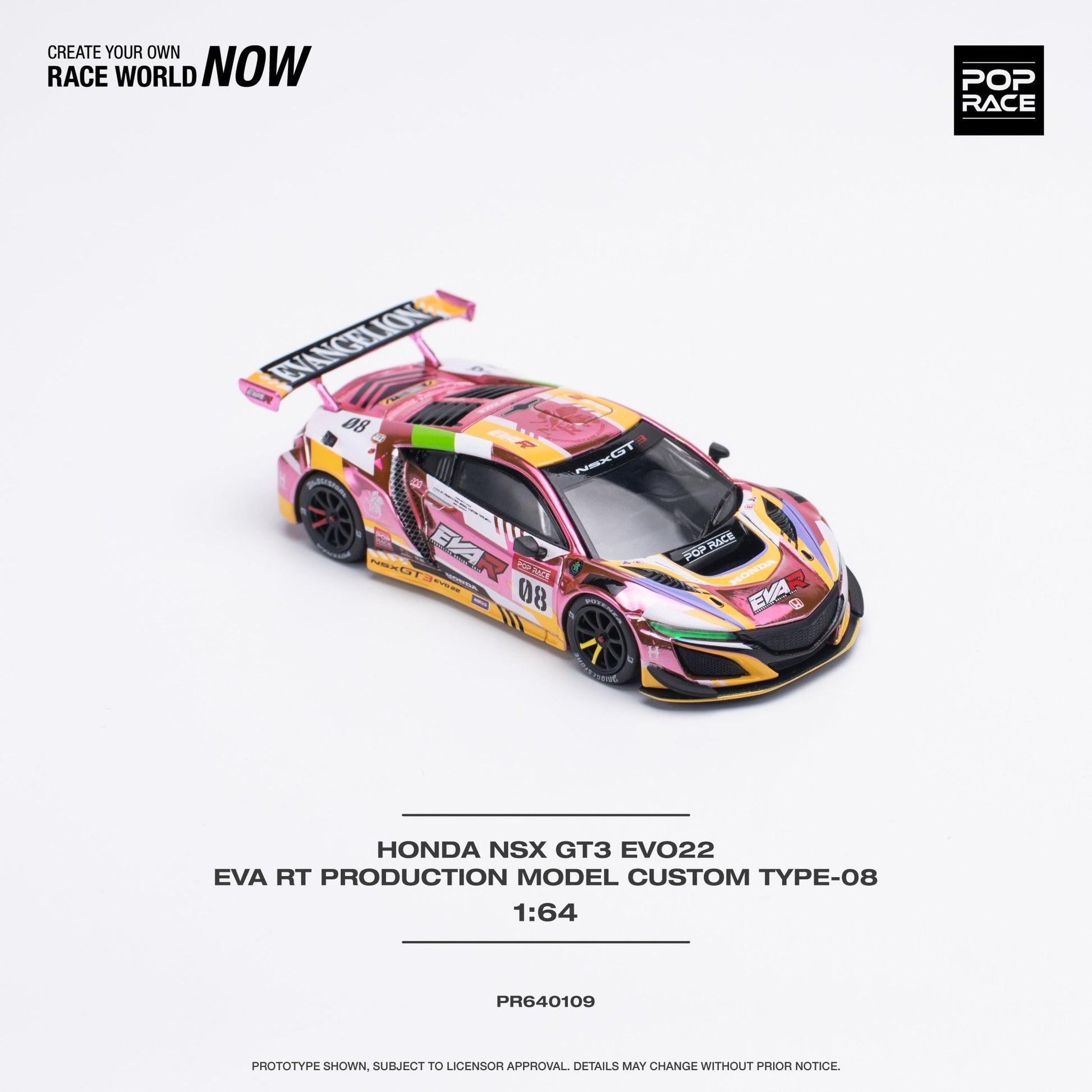 [PREORDER] POP RACE - HONDA NSX GT3 EVO22 EVA RT PRODUCTION MODEL CUSTOM TYPE-08 - PR640109 - MODEL CARS UKMODEL CAR#INNO64##TARMAC##diecast_model#