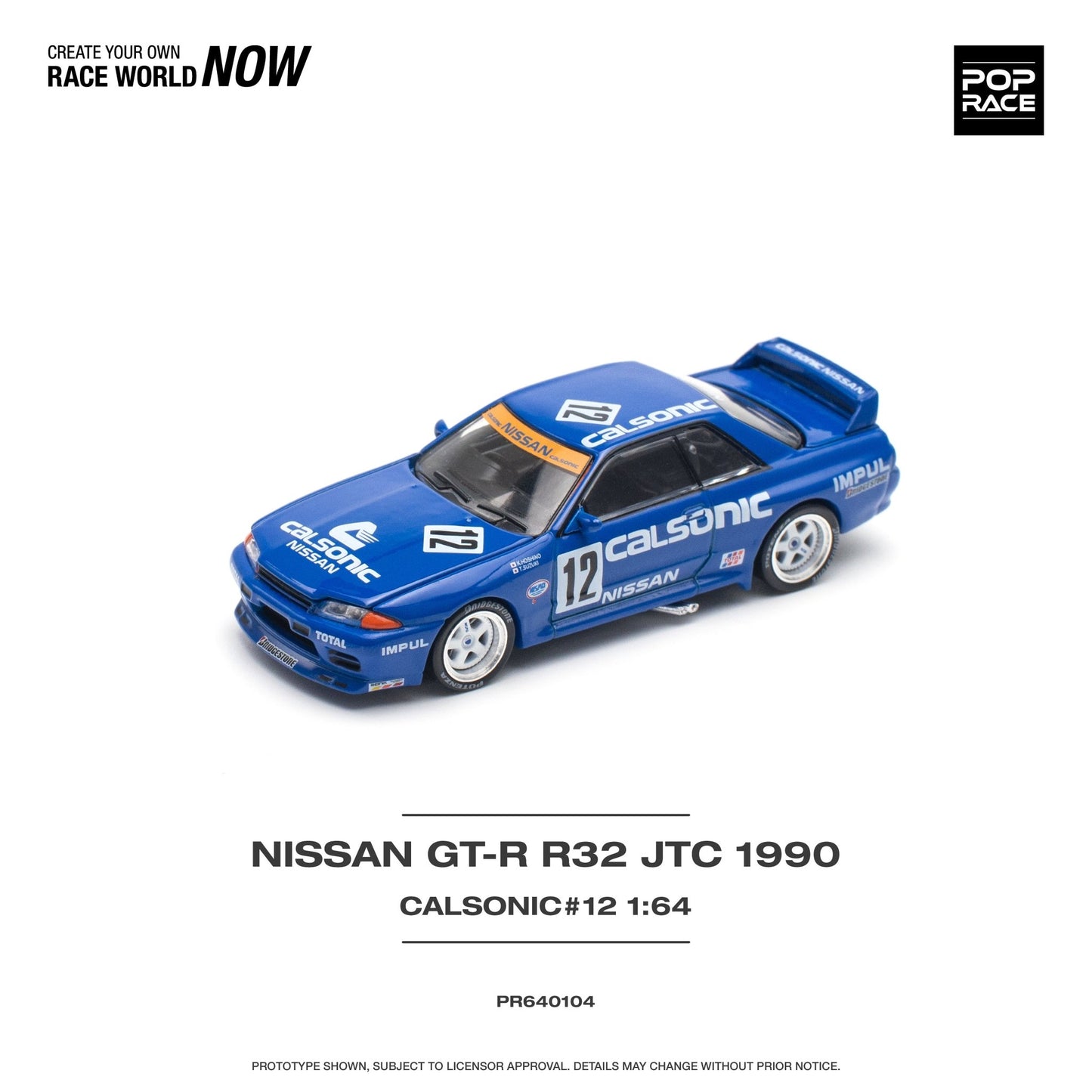 [PREORDER] POP RACE - NISSAN SKYLINE GT-R R32 JTC 1990 CALSONIC #12 - PR640104 - MODEL CARS UKMODEL CAR#INNO64##TARMAC##diecast_model#