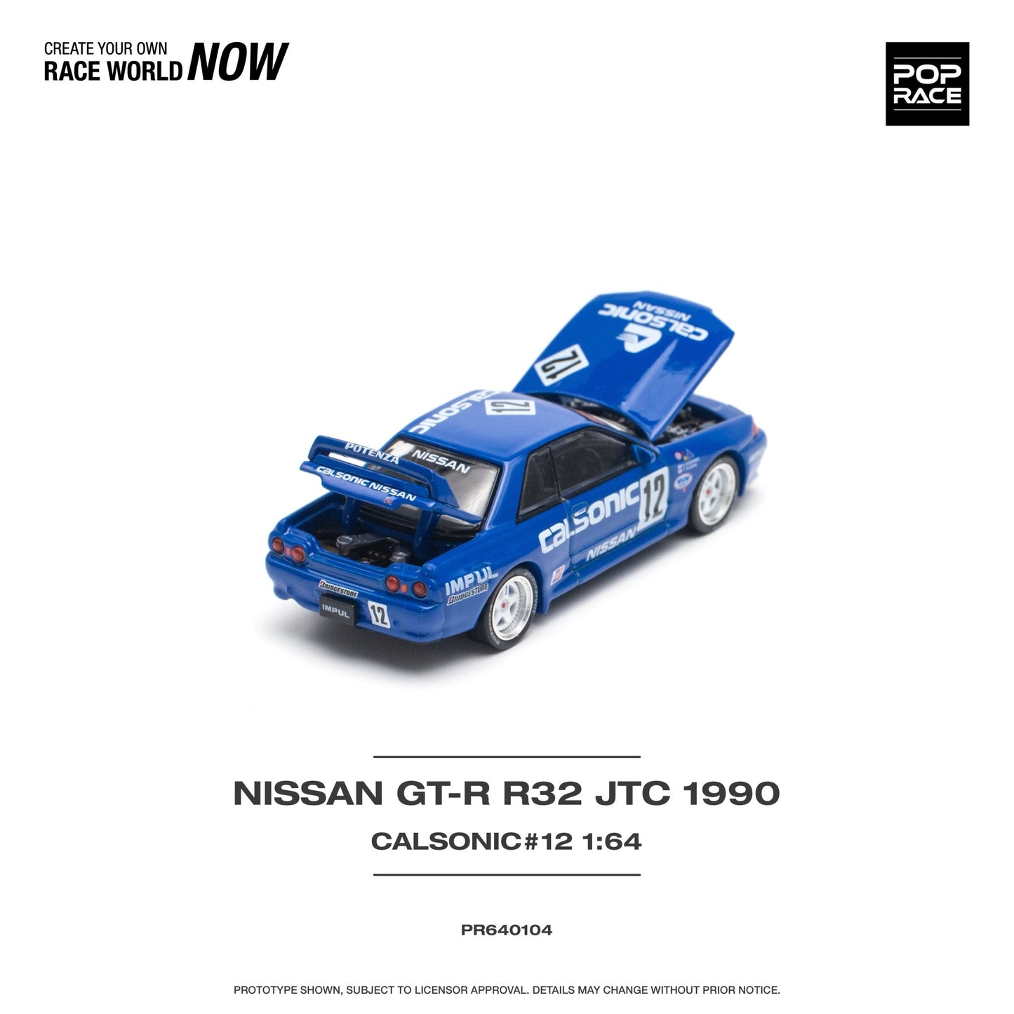 [PREORDER] POP RACE - NISSAN SKYLINE GT-R R32 JTC 1990 CALSONIC #12 - PR640104 - MODEL CARS UKMODEL CAR#INNO64##TARMAC##diecast_model#