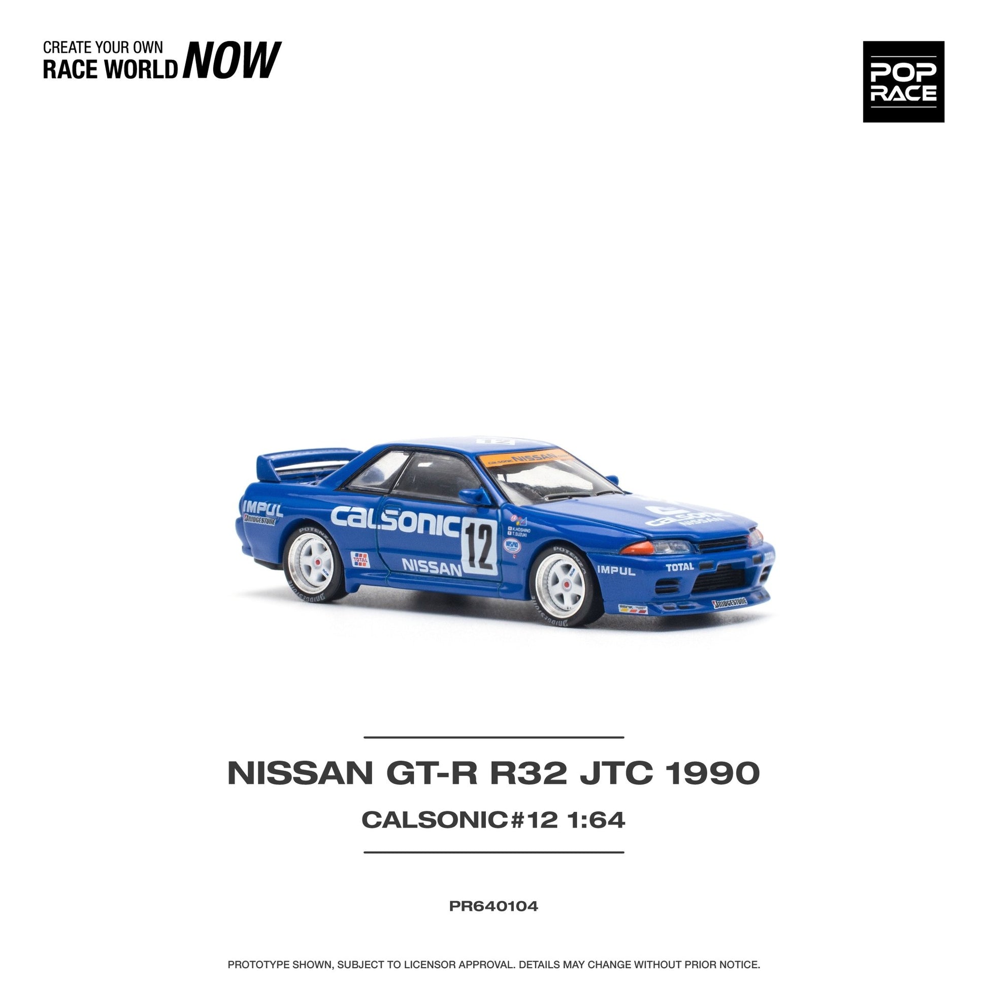 [PREORDER] POP RACE - NISSAN SKYLINE GT-R R32 JTC 1990 CALSONIC #12 - PR640104 - MODEL CARS UKMODEL CAR#INNO64##TARMAC##diecast_model#