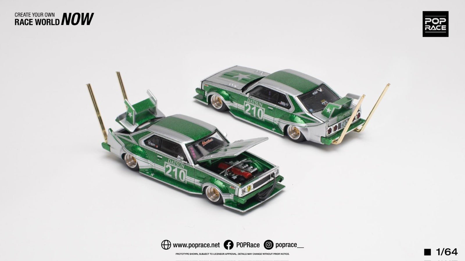 [PREORDER] POP RACE - SKYLINE C210 KAIDO RACER (BOSOZOKU STYLE) - SILVER/GREEN - PR640061 - MODEL CAR UKMODEL CAR#INNO64##TARMAC##diecast_model#