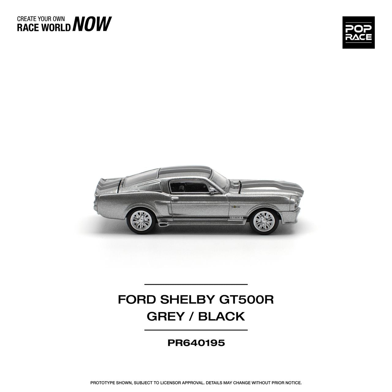 [ PREORDER ] POPRACE - 1/64 1967 SHELBY MUSTANG GT500 - GREY/BLACK Diecast model car - PR640195 - MODEL CARS UKMODEL CAR#INNO64##TARMAC##diecast_model#