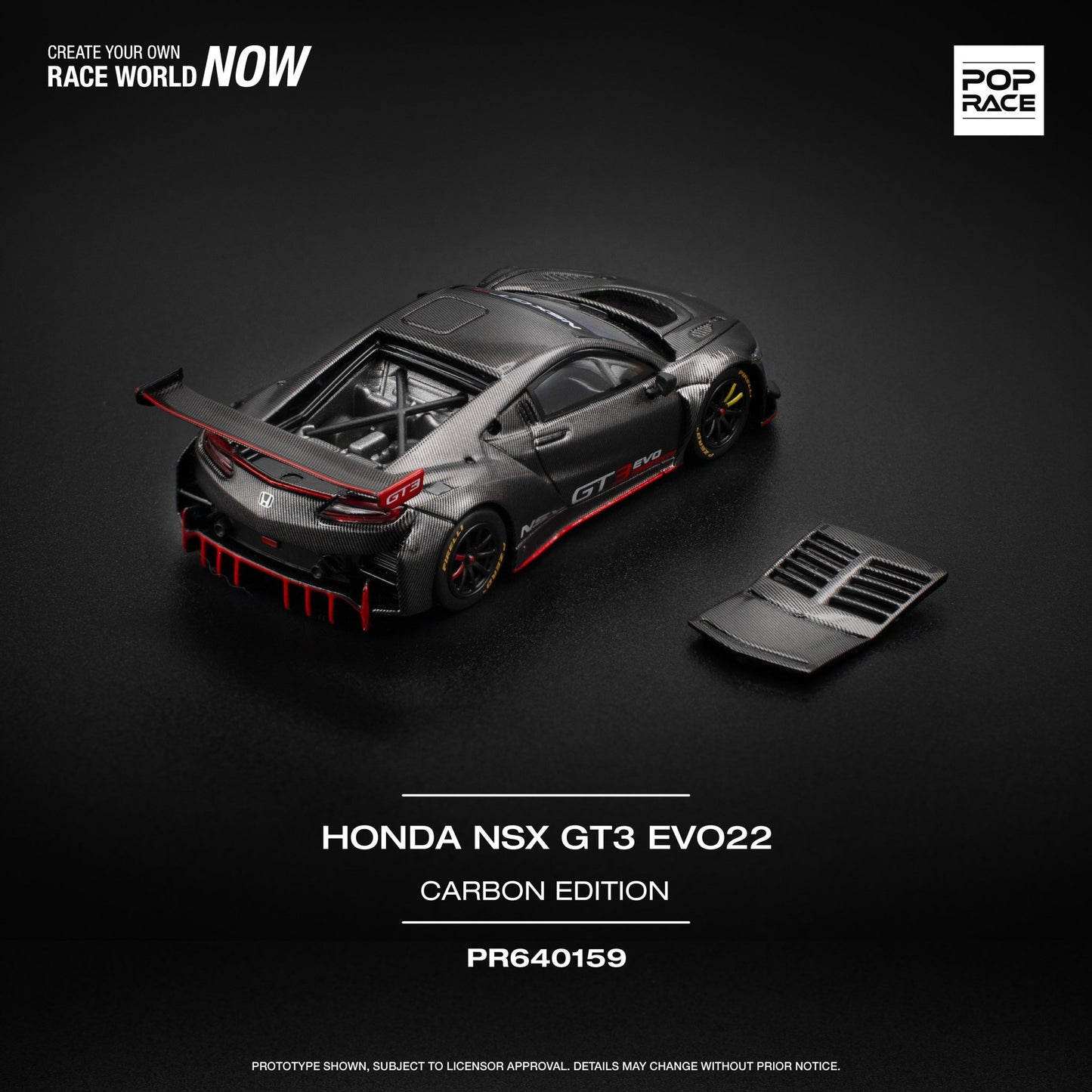 [ PREORDER ] POPRACE - 1/64 HONDA NSX GT3 EVO22 CARBON EDITION - Diecast model car - PR640159 cn - MODEL CARS UKMODEL CAR#INNO64##TARMAC##diecast_model#