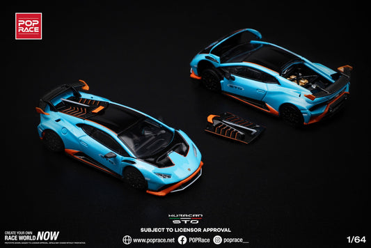 [ PREORDER ] POPRACE - 1/64 LAMBORGHINI HURACÁN STO BLU LAUFEY/ARANCIO XANTO Diecast model car (PR640110) - MODEL CARS UKMODEL CAR#INNO64##TARMAC##diecast_model#