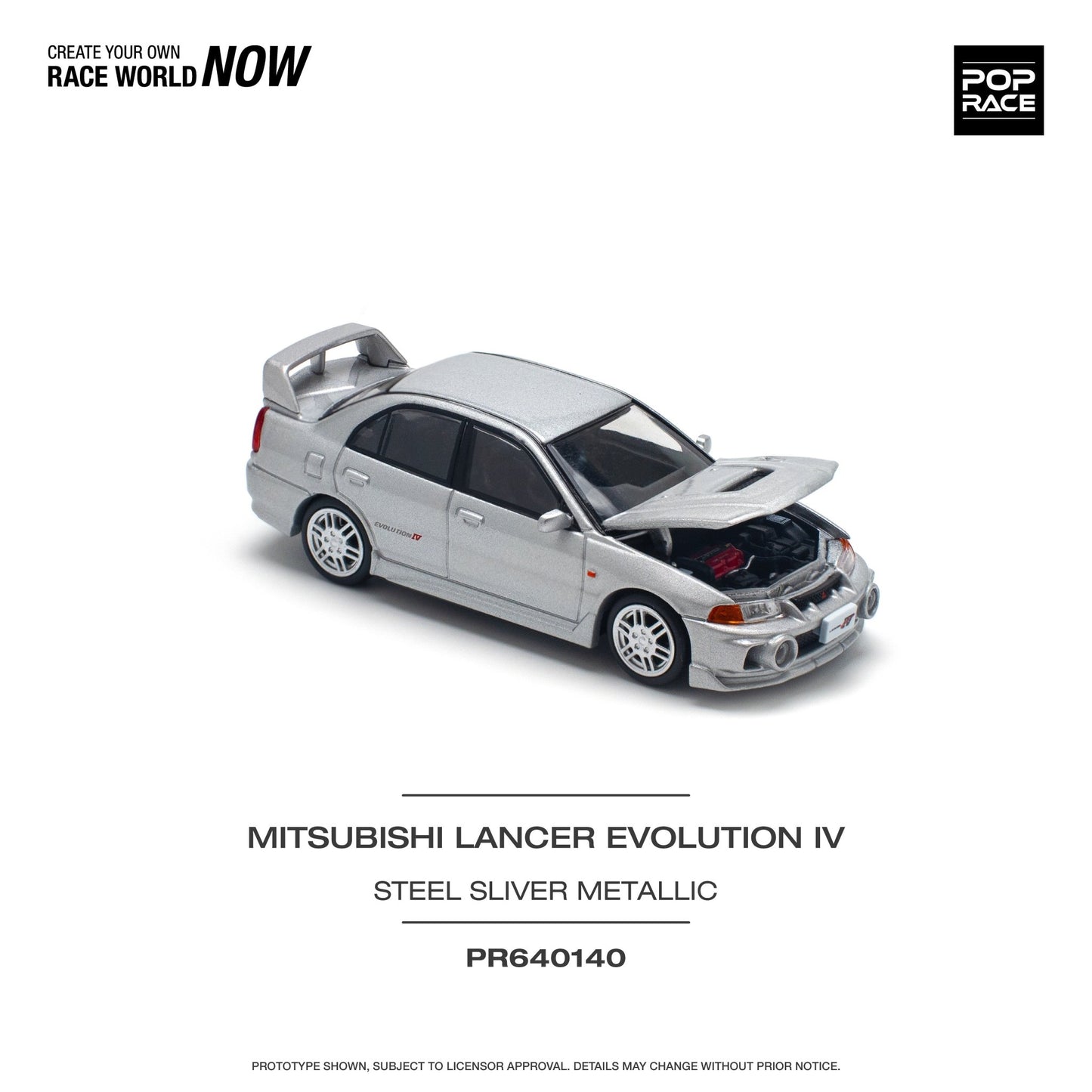 [ PREORDER ] POPRACE - 1/64 MITSUBISHI LANCER EVOLUTION IV - STEEL SILVER - Diecast model car - PR640140 - MODEL CARS UKMODEL CAR#INNO64##TARMAC##diecast_model#