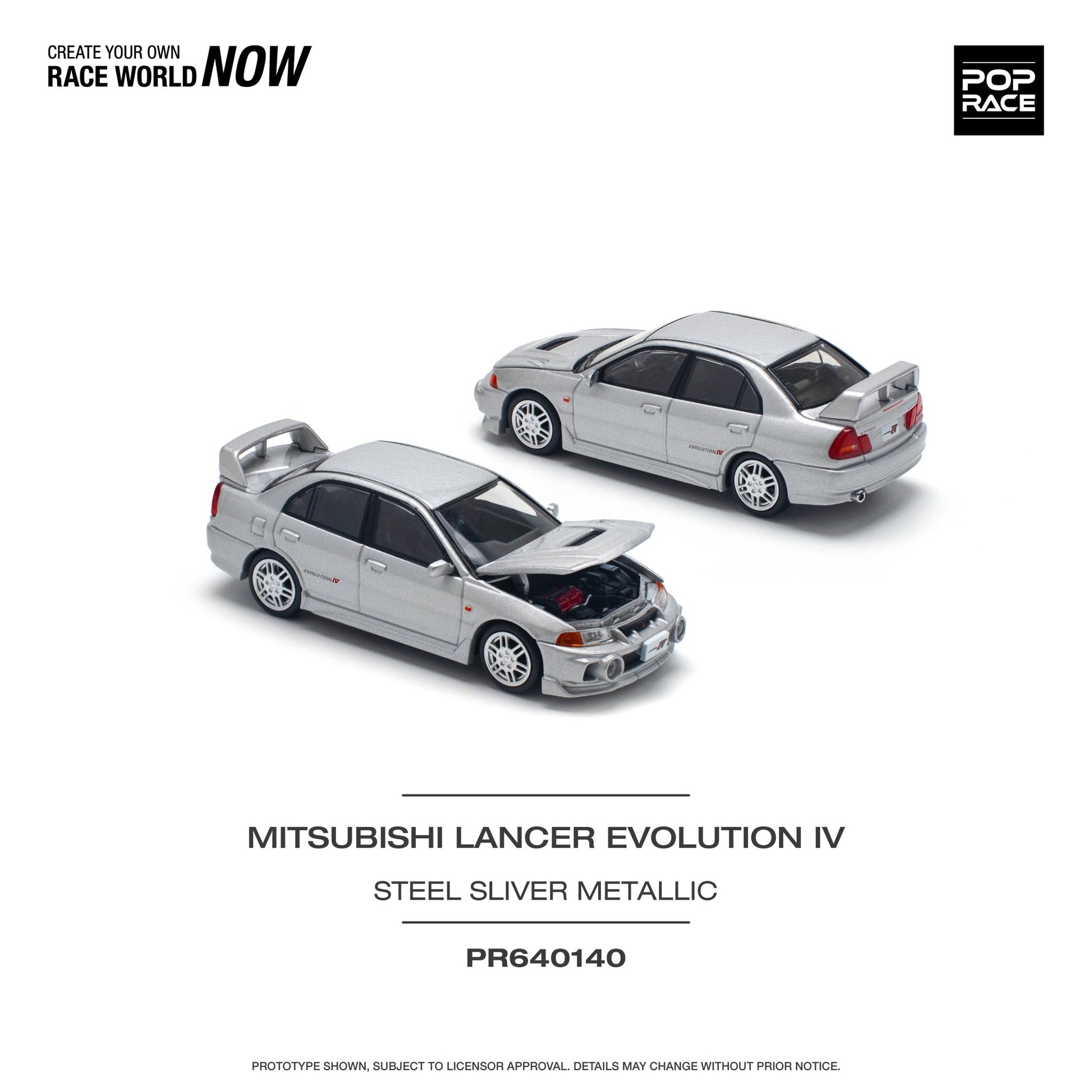 [ PREORDER ] POPRACE - 1/64 MITSUBISHI LANCER EVOLUTION IV - STEEL SILVER - Diecast model car - PR640140 - MODEL CARS UKMODEL CAR#INNO64##TARMAC##diecast_model#