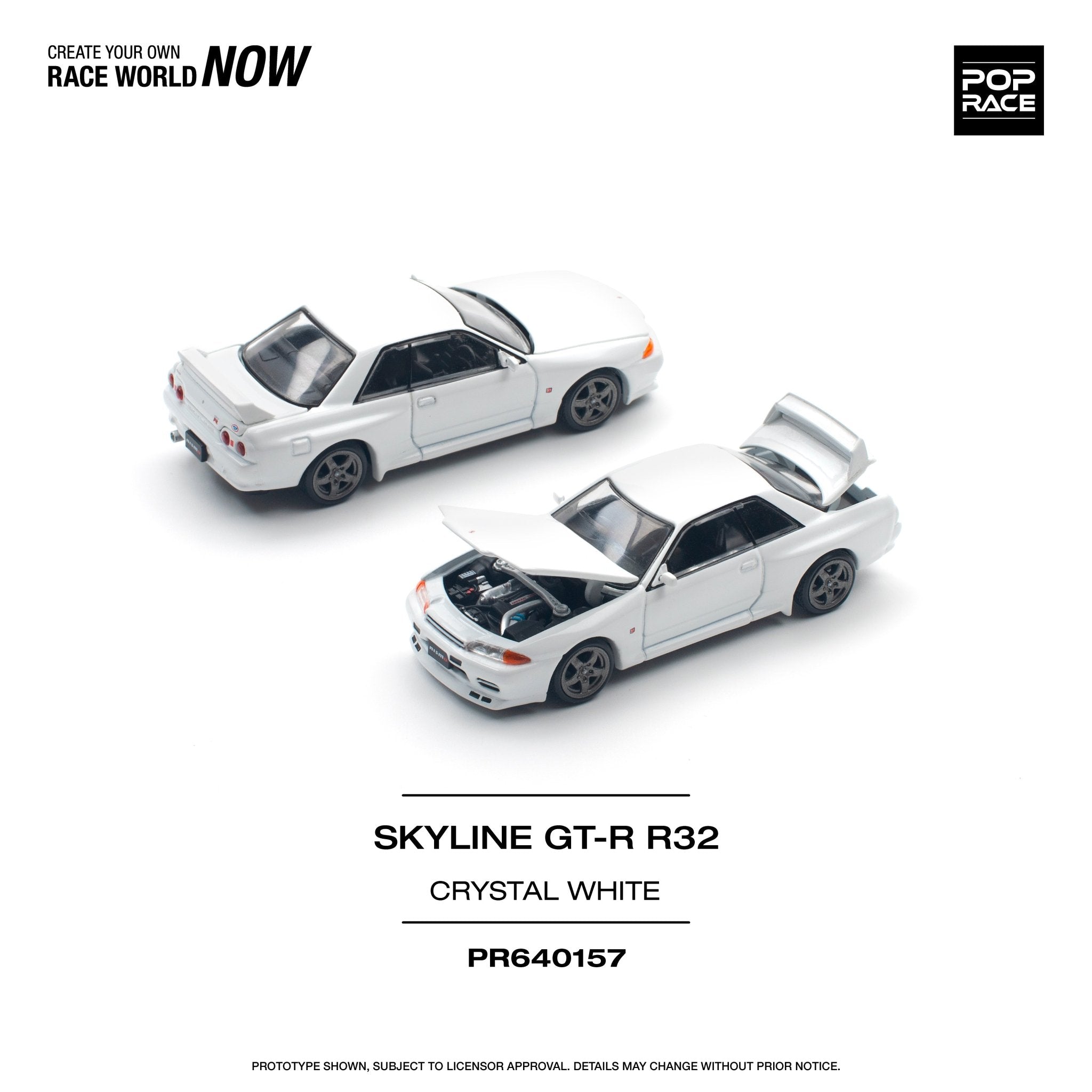 PREORDER POPRACE 1 64 NISSAN SKYLINE GT R R32 CRYSTAL WHITE Diecast model car PR640157 cn MODEL CARS UK INNO64 TARMAC diecast model