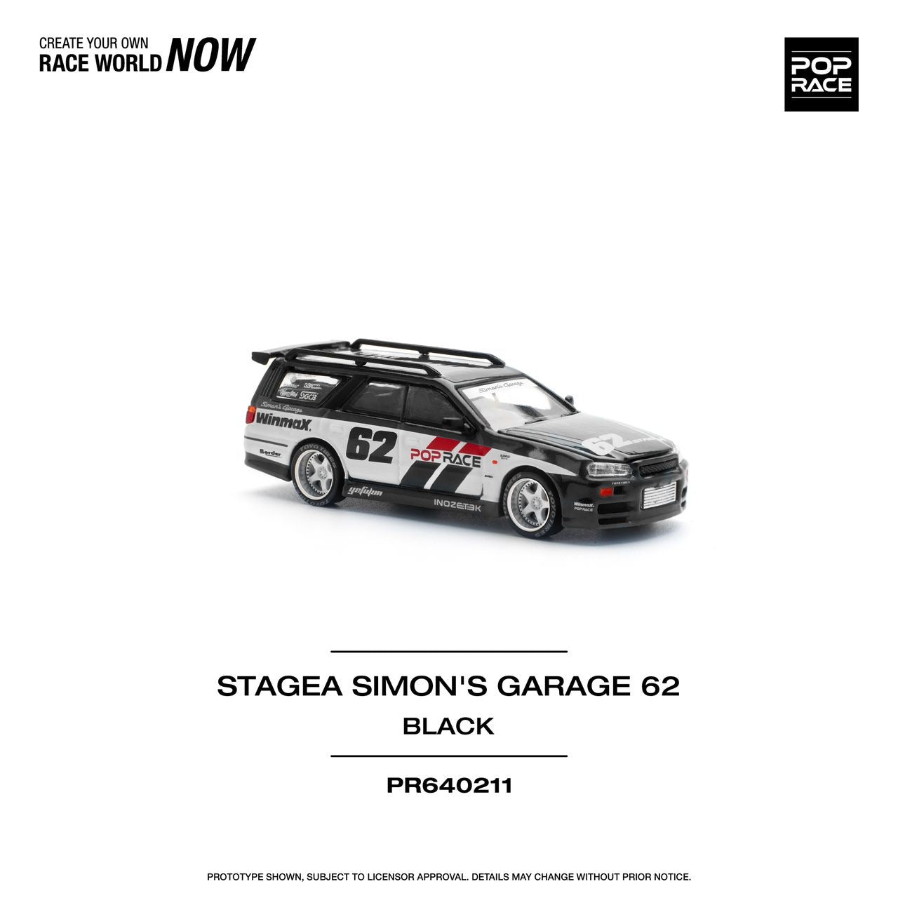 [ PREORDER ] POPRACE - 1/64 NISSAN STAGEA SIM0N'S GARAGE #62 - BLACK Diecast model car - PR640211 - MODEL CARS UKMODEL CAR#INNO64##TARMAC##diecast_model#