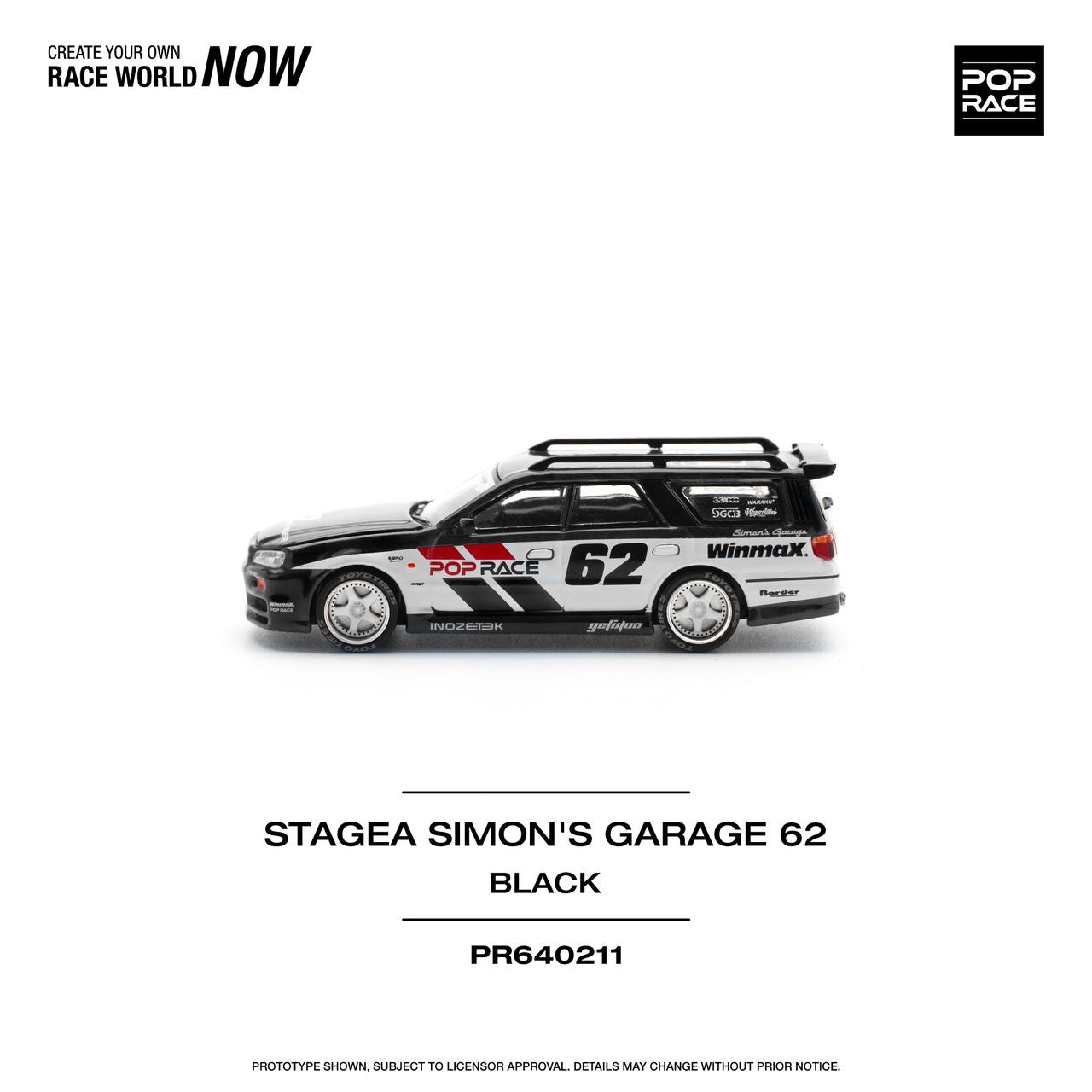 [ PREORDER ] POPRACE - 1/64 NISSAN STAGEA SIM0N'S GARAGE #62 - BLACK Diecast model car - PR640211 - MODEL CARS UKMODEL CAR#INNO64##TARMAC##diecast_model#