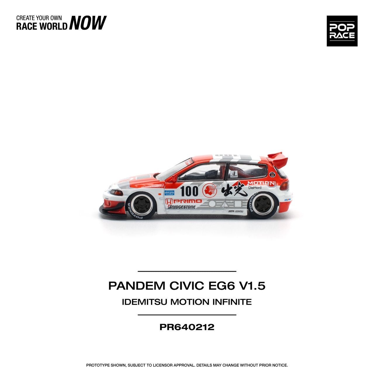 [ PREORDER ] POPRACE - 1/64 PANDEM CIVIC EG6 v1.5 IDEMITSU MOTION INFINITE Diecast model car - PR640212 - MODEL CARS UKMODEL CAR#INNO64##TARMAC##diecast_model#