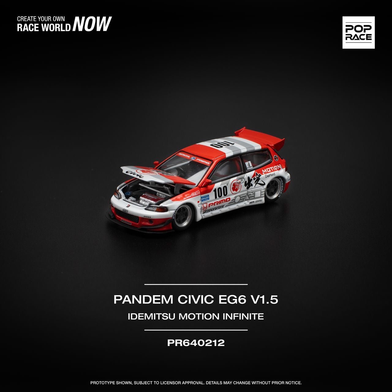 [ PREORDER ] POPRACE - 1/64 PANDEM CIVIC EG6 v1.5 IDEMITSU MOTION INFINITE Diecast model car - PR640212 - MODEL CARS UKMODEL CAR#INNO64##TARMAC##diecast_model#