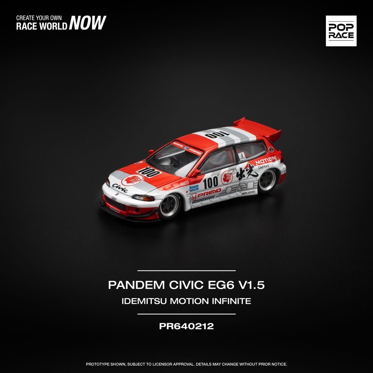 [ PREORDER ] POPRACE - 1/64 PANDEM CIVIC EG6 v1.5 IDEMITSU MOTION INFINITE Diecast model car - PR640212 - MODEL CARS UKMODEL CAR#INNO64##TARMAC##diecast_model#