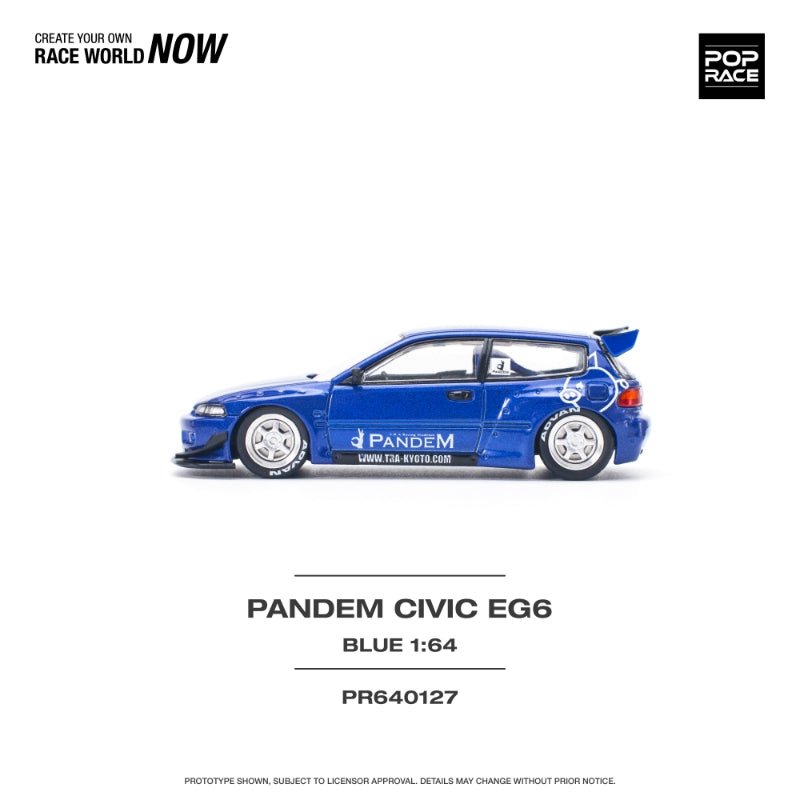 [ PREORDER ] POPRACE - 1/64 PANDEM CIVIC EG6 v1.5 METALLIC BLUE Diecast model car (PR640127) - MODEL CARS UKMODEL CAR#INNO64##TARMAC##diecast_model#