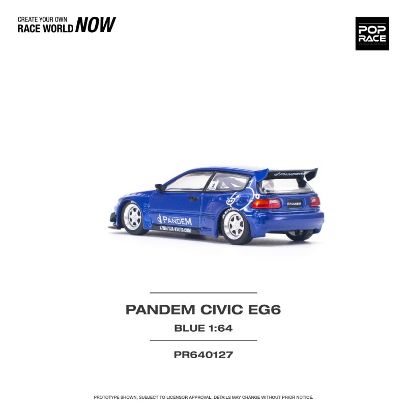 [ PREORDER ] POPRACE - 1/64 PANDEM CIVIC EG6 v1.5 METALLIC BLUE Diecast model car (PR640127) - MODEL CARS UKMODEL CAR#INNO64##TARMAC##diecast_model#