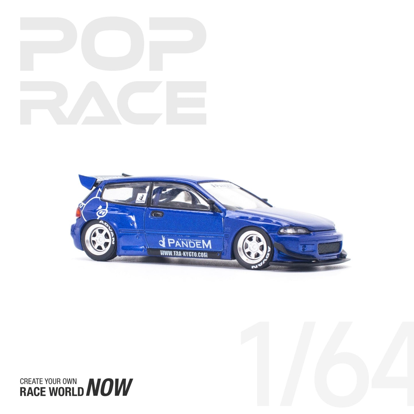 [ PREORDER ] POPRACE - 1/64 PANDEM CIVIC EG6 v1.5 METALLIC BLUE Diecast model car (PR640127) - MODEL CARS UKMODEL CAR#INNO64##TARMAC##diecast_model#