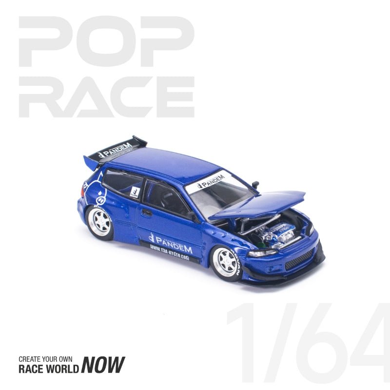 [ PREORDER ] POPRACE - 1/64 PANDEM CIVIC EG6 v1.5 METALLIC BLUE Diecast model car (PR640127) - MODEL CARS UKMODEL CAR#INNO64##TARMAC##diecast_model#