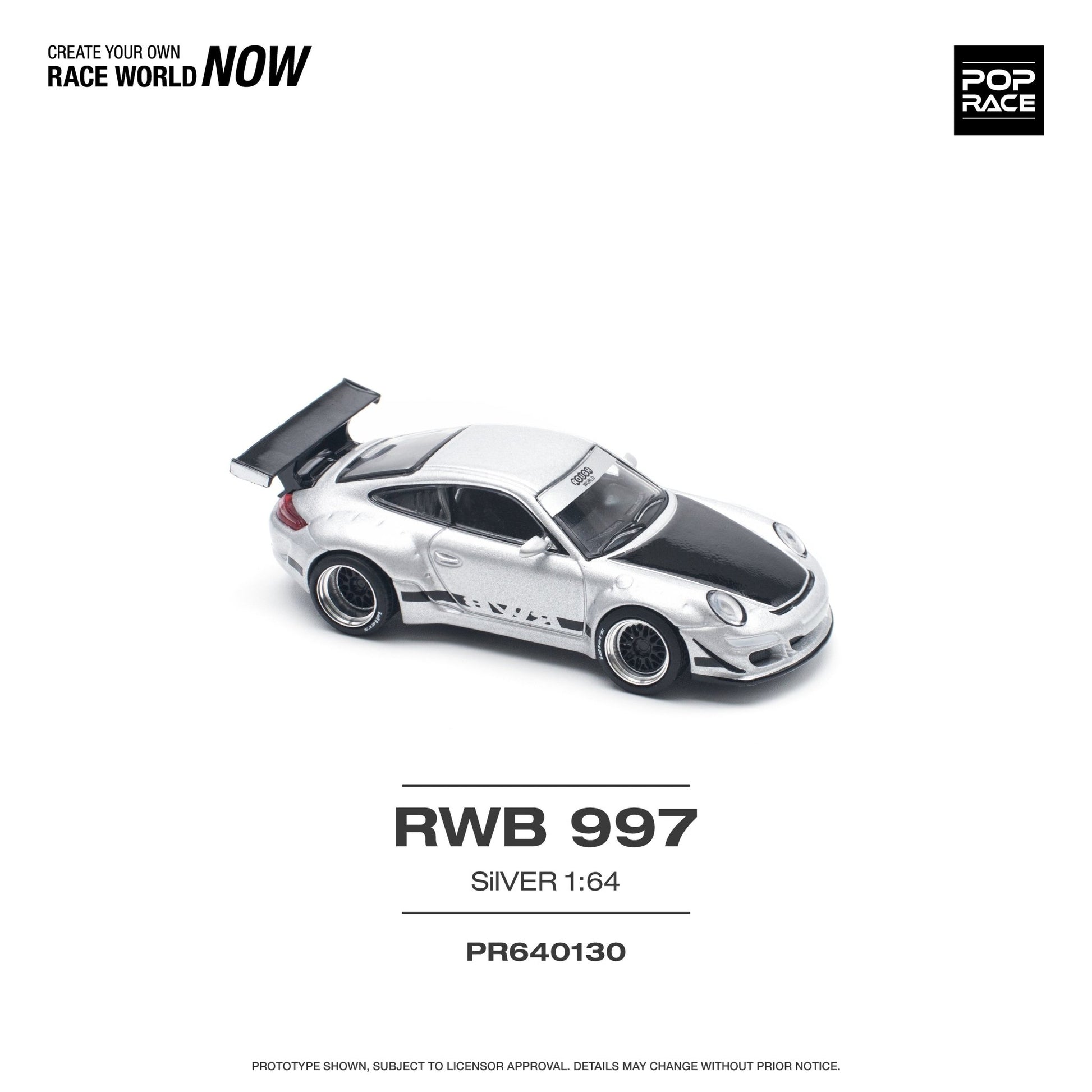 [ PREORDER ] POPRACE - 1/64 PORSCHE RWB 997 SILVER Diecast model car (PR640130) - MODEL CARS UKMODEL CAR#INNO64##TARMAC##diecast_model#