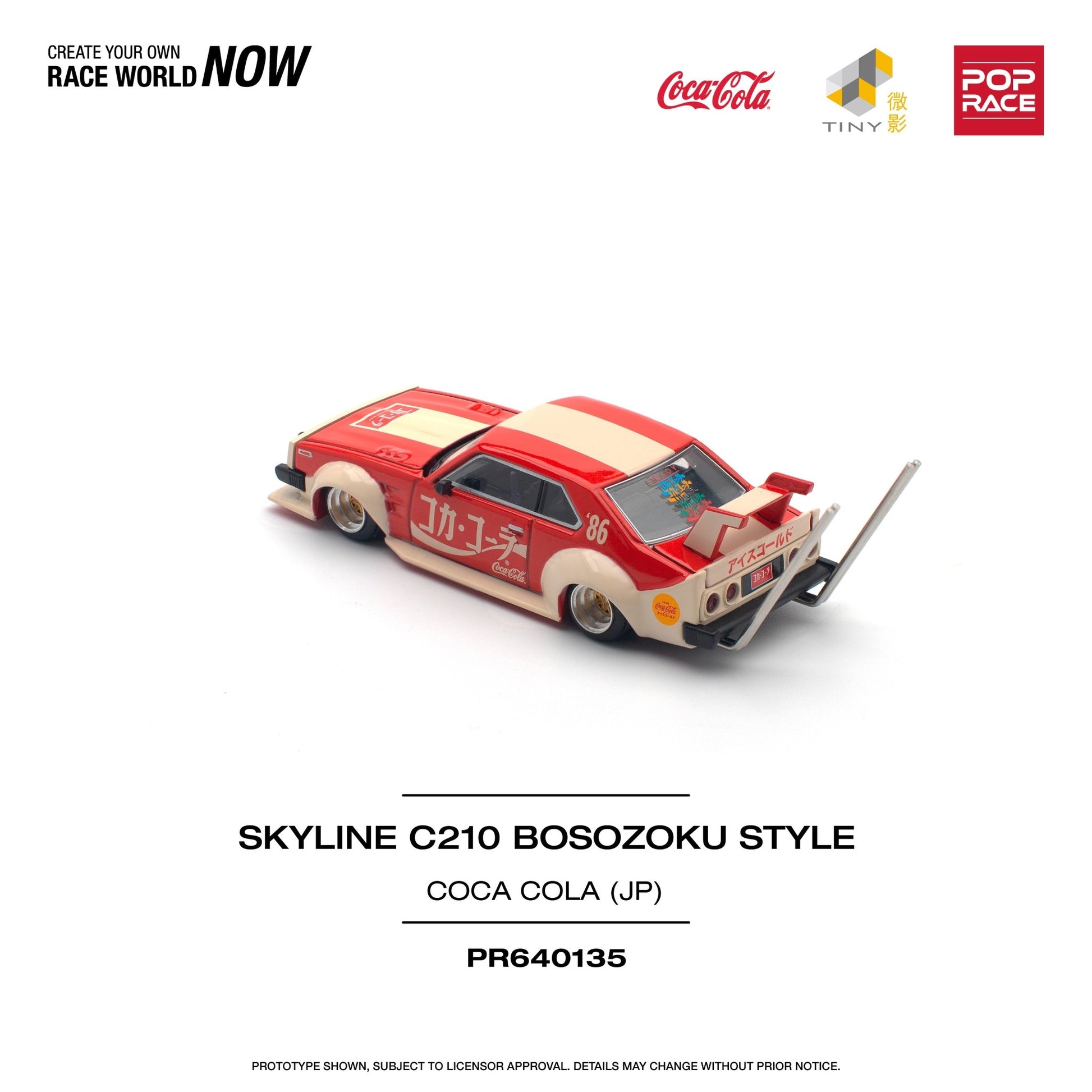 [ PREORDER ] POPRACE - 1/64 SKYLINE C210 KAIDO RACER (BOSOZOKU STYLE) - COCA COLA JP - Diecast model car - PR640135 cn - MODEL CARS UKMODEL CAR#INNO64##TARMAC##diecast_model#