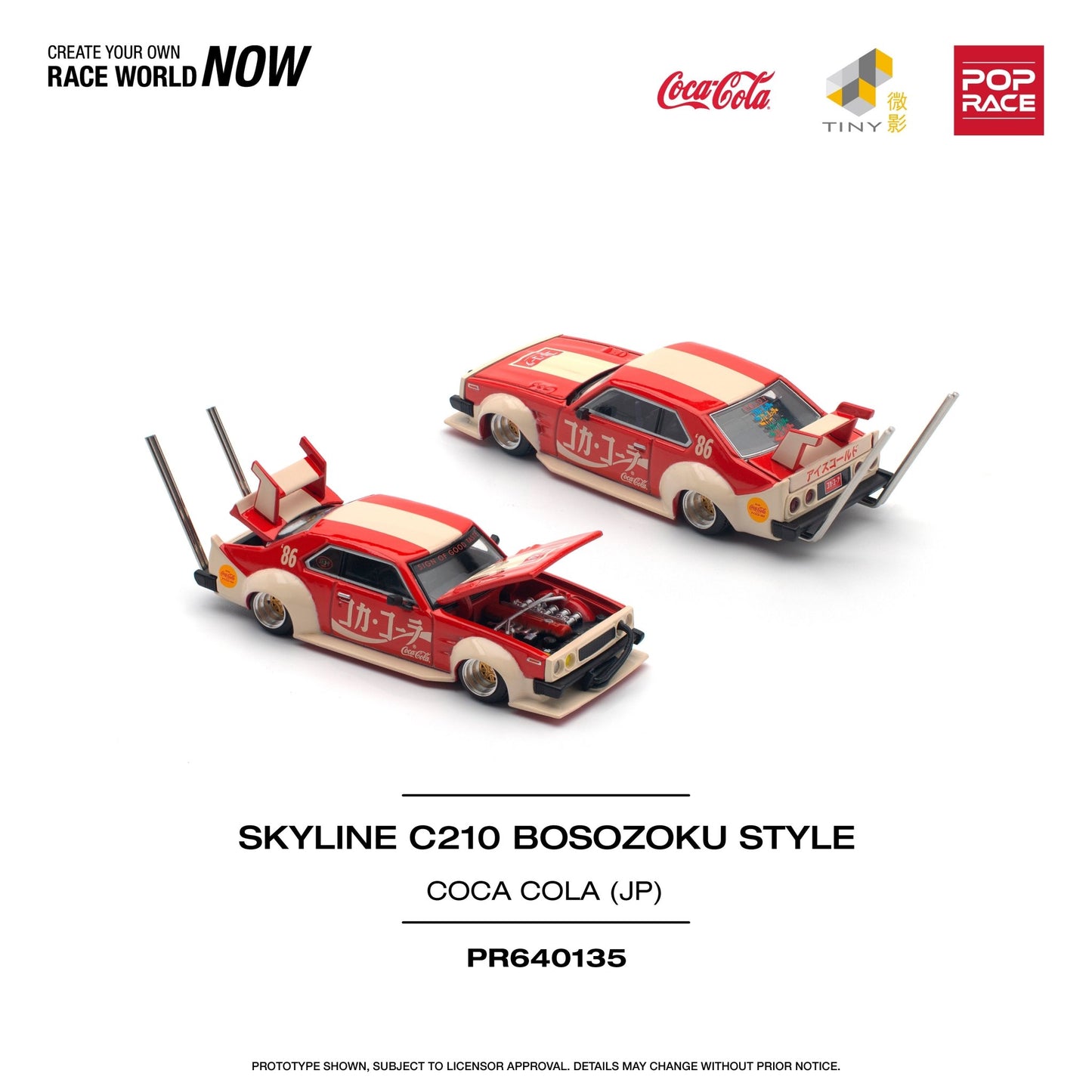 [ PREORDER ] POPRACE - 1/64 SKYLINE C210 KAIDO RACER (BOSOZOKU STYLE) - COCA COLA JP - Diecast model car - PR640135 cn - MODEL CARS UKMODEL CAR#INNO64##TARMAC##diecast_model#