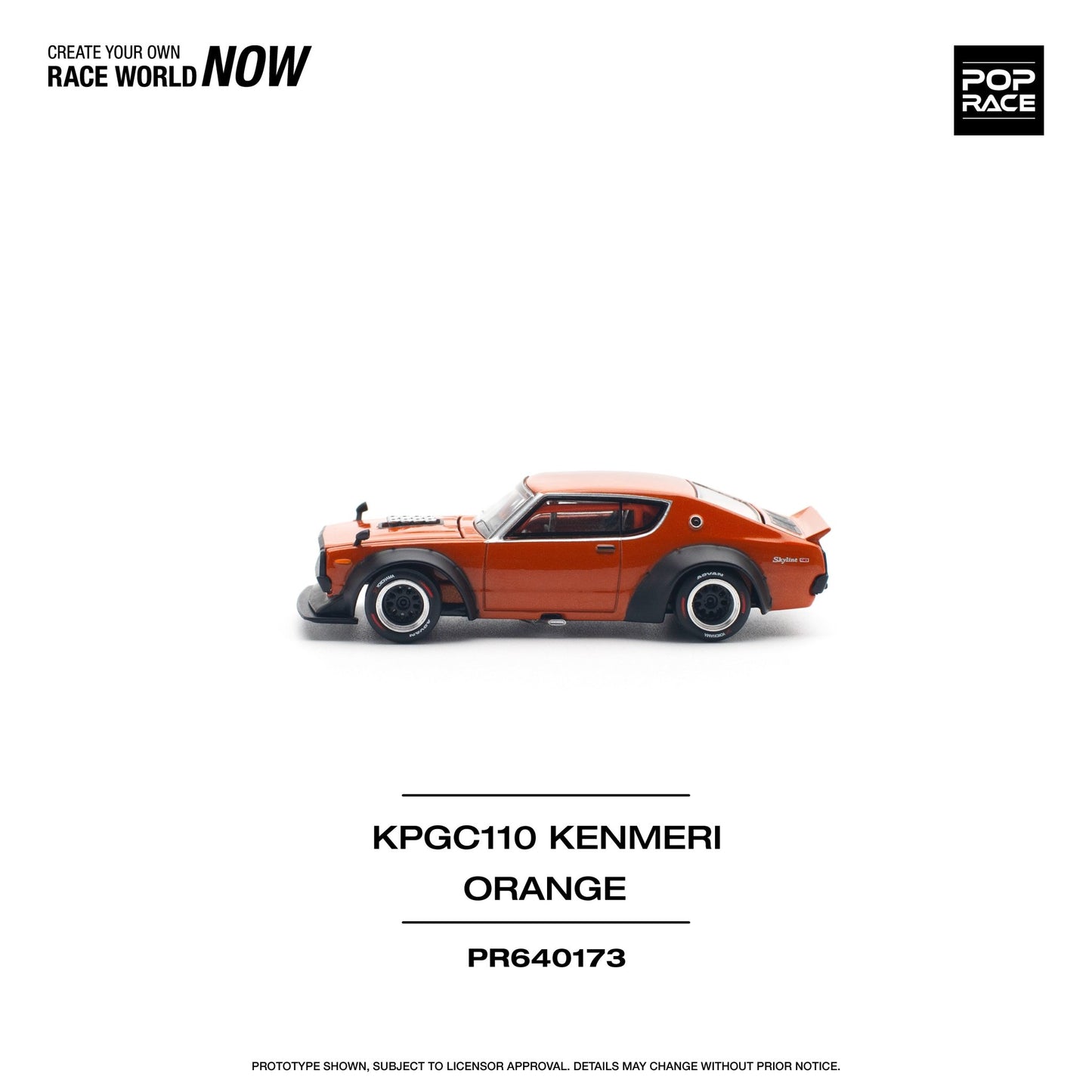 [ PREORDER ] POPRACE - 1/64 SKYLINE GT - R V8 DRIFT (KENMERI) ORANGE Diecast model car - PR640173 CN - MODEL CARS UKMODEL CAR#INNO64##TARMAC##diecast_model#