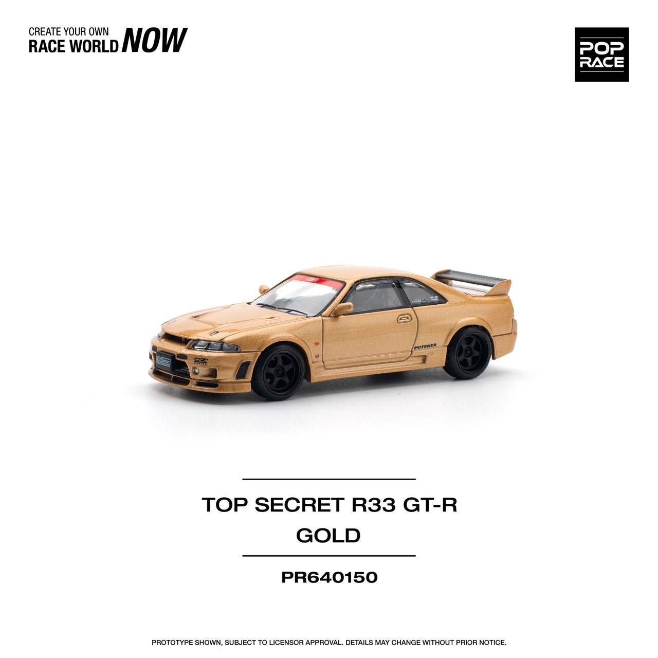 [ PREORDER ] POPRACE - 1/64 TOP SECRET GT - R R33 - GOLD Diecast model car - PR640150 - MODEL CARS UKMODEL CAR#INNO64##TARMAC##diecast_model#