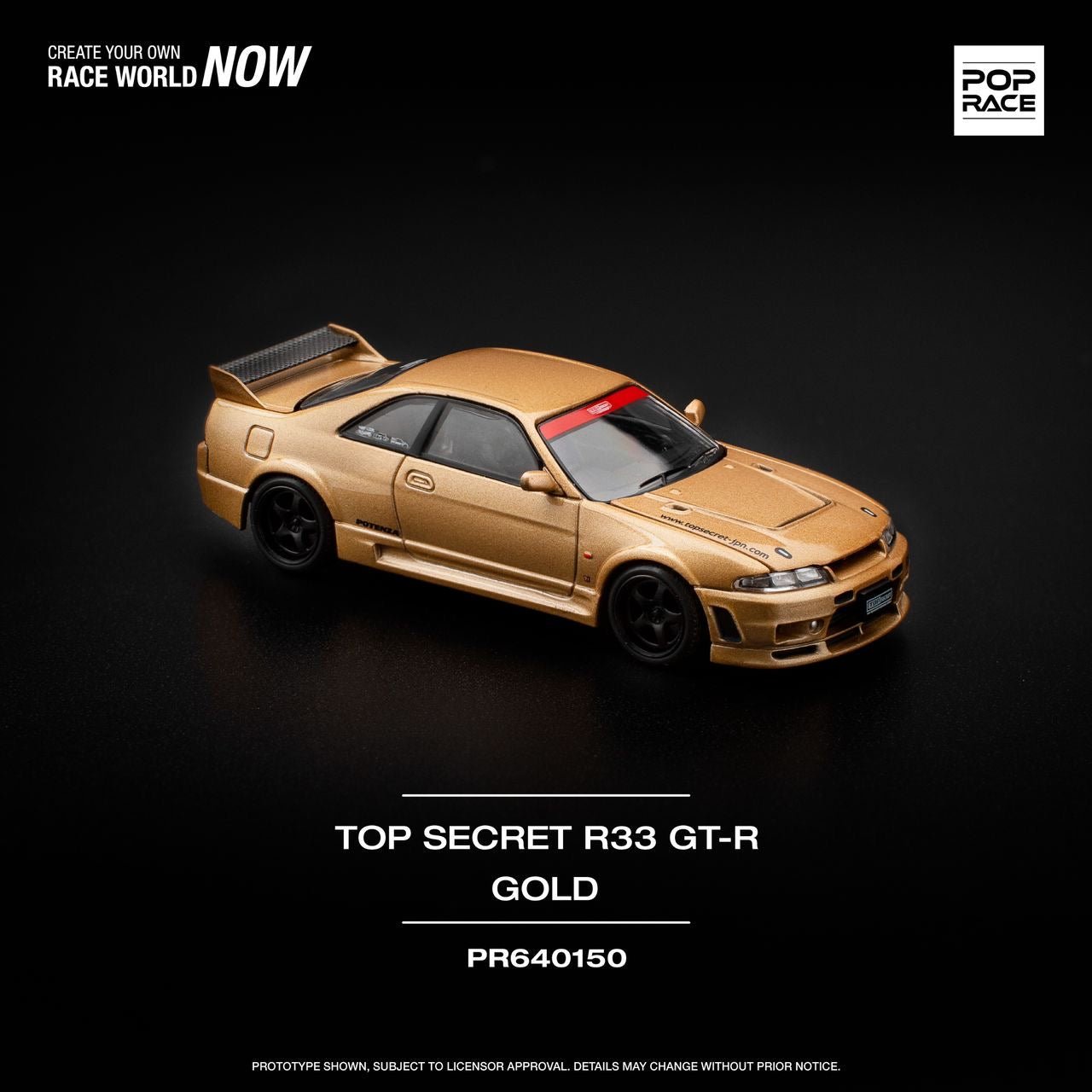 [ PREORDER ] POPRACE - 1/64 TOP SECRET GT - R R33 - GOLD Diecast model car - PR640150 - MODEL CARS UKMODEL CAR#INNO64##TARMAC##diecast_model#