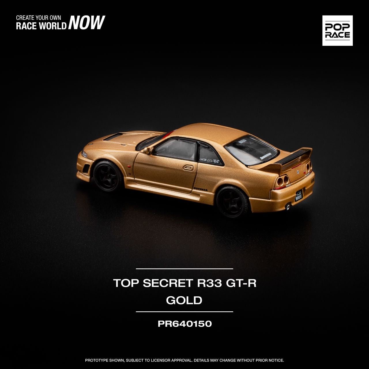 [ PREORDER ] POPRACE - 1/64 TOP SECRET GT - R R33 - GOLD Diecast model car - PR640150 - MODEL CARS UKMODEL CAR#INNO64##TARMAC##diecast_model#