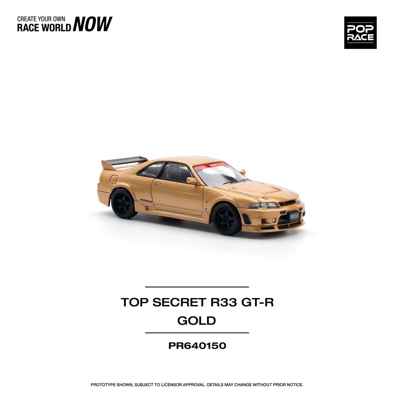 [ PREORDER ] POPRACE - 1/64 TOP SECRET GT - R R33 - GOLD Diecast model car - PR640150 - MODEL CARS UKMODEL CAR#INNO64##TARMAC##diecast_model#