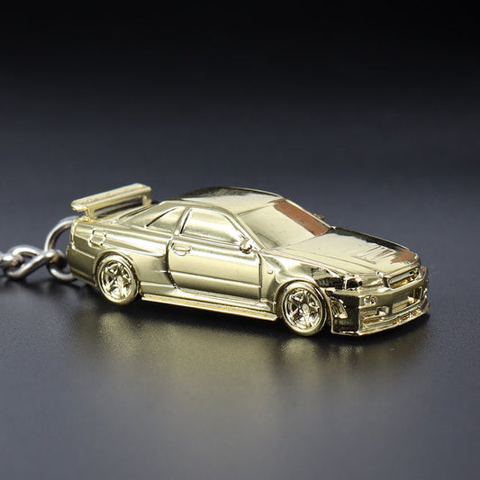 [PREORDER] SEEKER - 1/87 Nissan GTR34 Chain keychain diecast model - Chrome Gold - MODEL CAR UKMODEL CAR#INNO64##TARMAC##diecast_model#