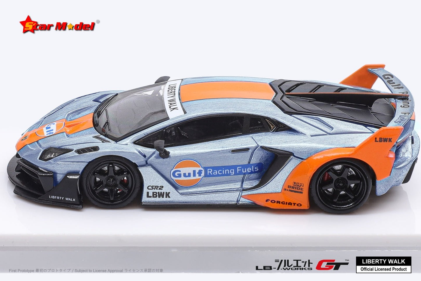 [ PREORDER ] Star Model - 1:64 Lamborghini LP700 - 4，LB - Silhouette Works Aventador GT Evo diecast model - Gulf Raw Ice Blue (Japanese LBWK authorized products) - MODEL CARS UKMODEL CAR#INNO64##TARMAC##diecast_model#