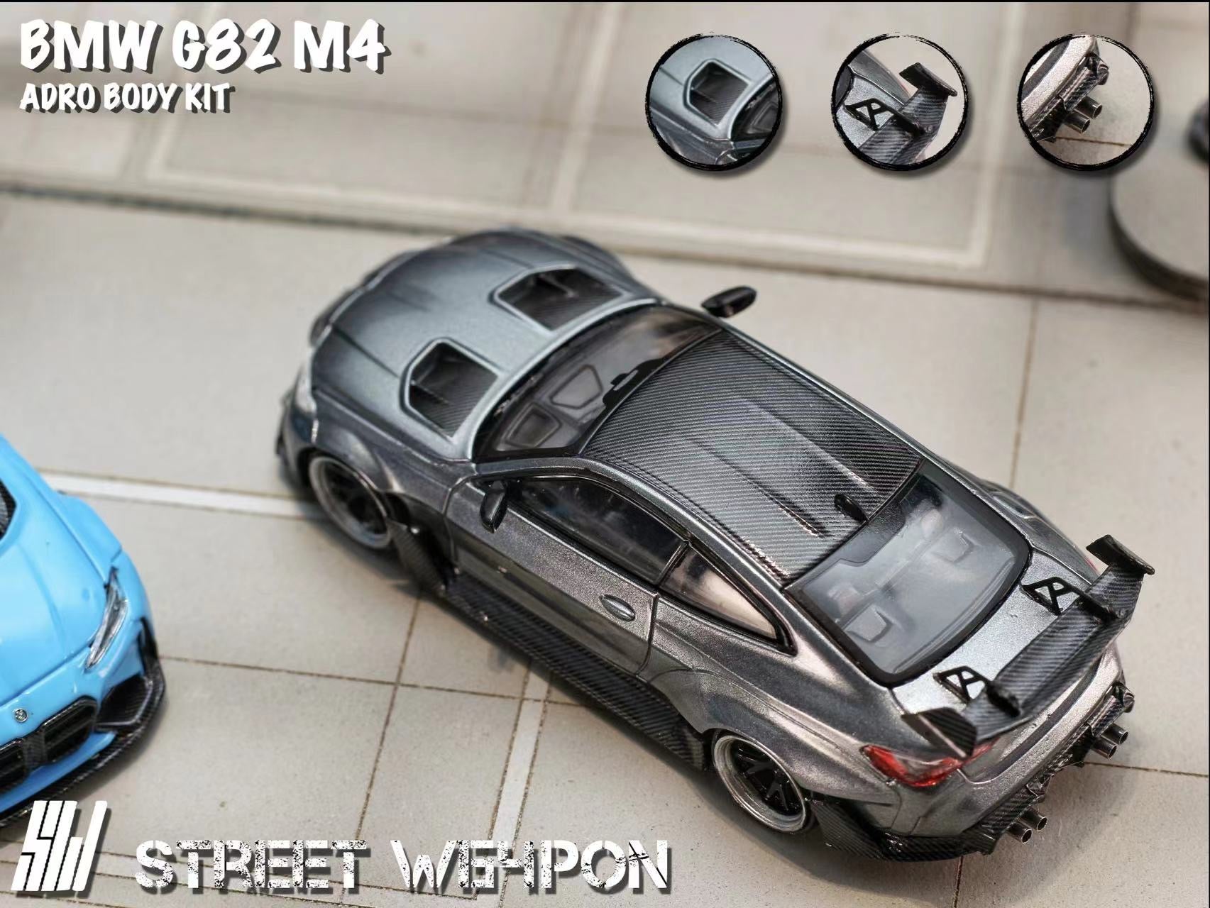 [ PREORDER ] STREET WEAPON SW - 1/64 BMW G82 M4 ADRO BODY KIT Widebody diecast model car - Titanium Steel Gray - MODEL CARS UKMODEL CAR#INNO64##TARMAC##diecast_model#