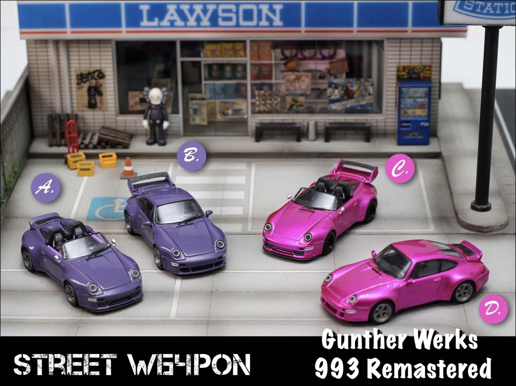 [ PREORDER ] STREET WEAPON SW - 1/64 Gunther Werks 991 Remastered diecast model car - A/Dark Purple convertible (副本) - MODEL CARS UKMODEL CAR#INNO64##TARMAC##diecast_model#