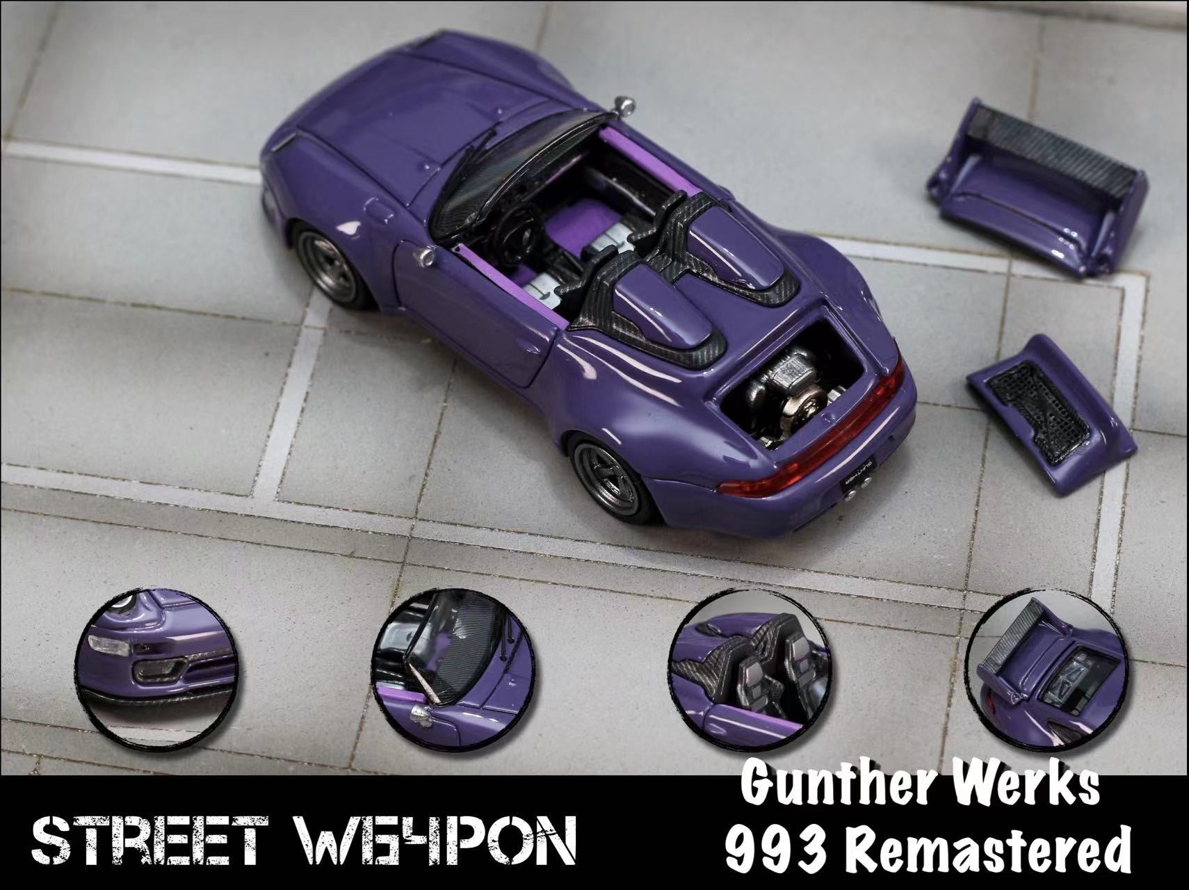 [ PREORDER ] STREET WEAPON SW - 1/64 Gunther Werks 991 Remastered diecast model car - A/Dark Purple convertible - MODEL CARS UKMODEL CAR#INNO64##TARMAC##diecast_model#