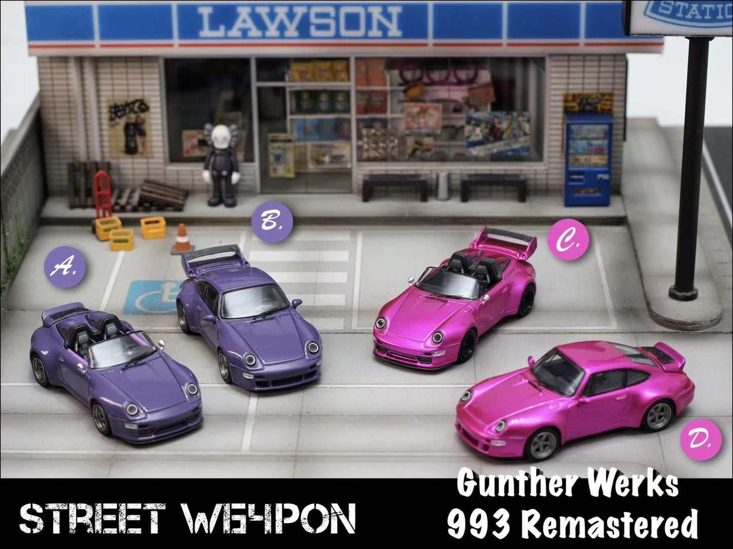 [ PREORDER ] STREET WEAPON SW - 1/64 Gunther Werks 991 Remastered diecast model car - A/Dark Purple convertible - MODEL CARS UKMODEL CAR#INNO64##TARMAC##diecast_model#