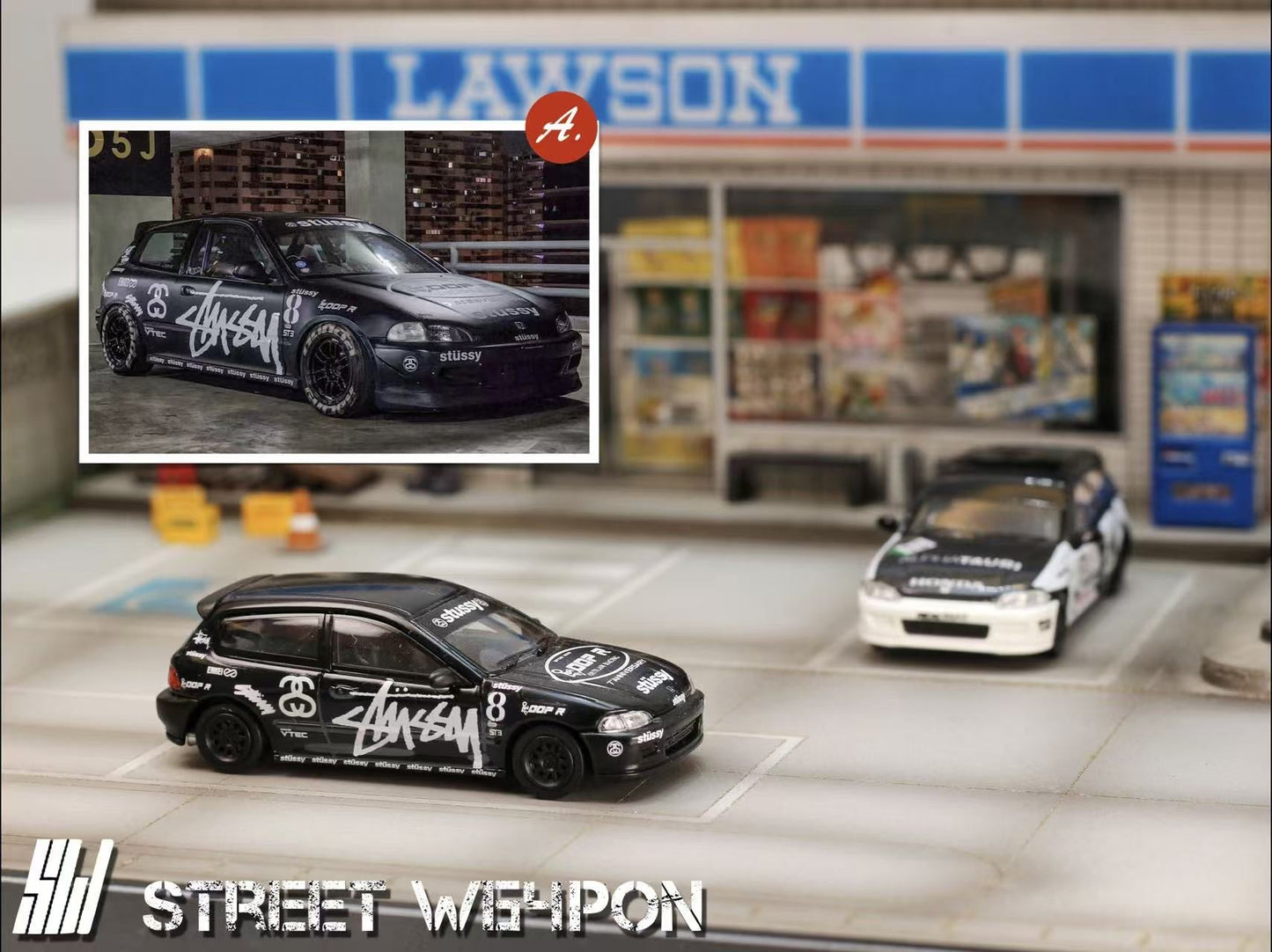 [ PREORDER ] STREET WEAPON SW - 1/64 Honda Civic EG6 diecast model car - A/STUSSY - MODEL CARS UKMODEL CAR#INNO64##TARMAC##diecast_model#