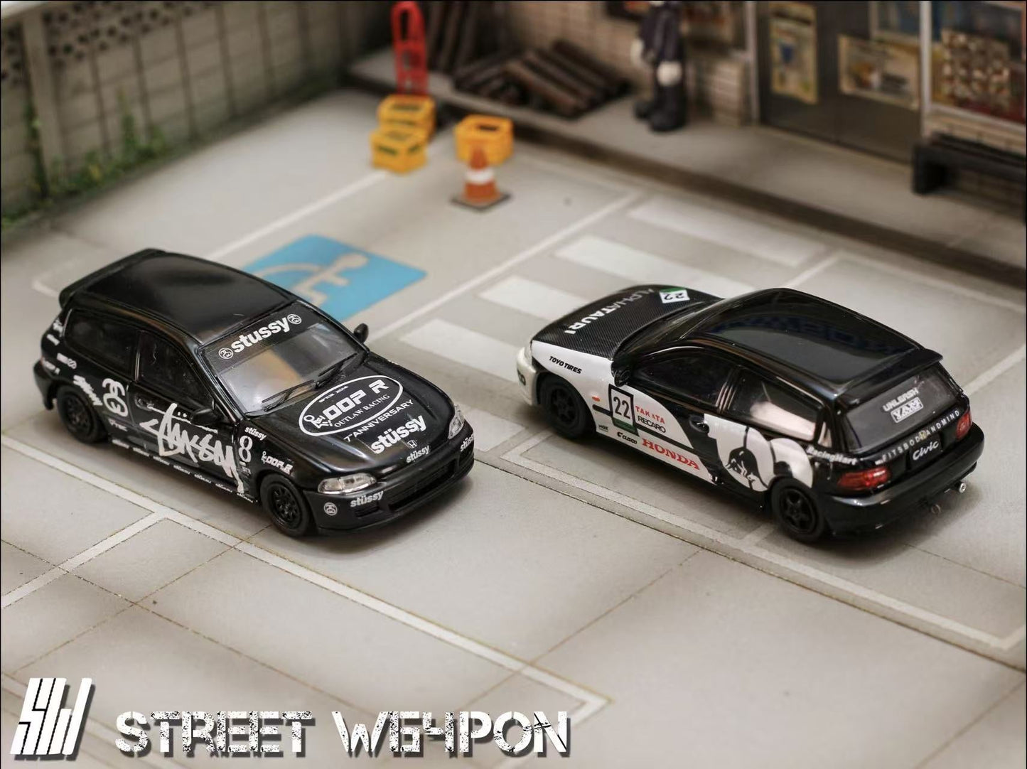 [ PREORDER ] STREET WEAPON SW - 1/64 Honda Civic EG6 diecast model car - A/STUSSY - MODEL CARS UKMODEL CAR#INNO64##TARMAC##diecast_model#