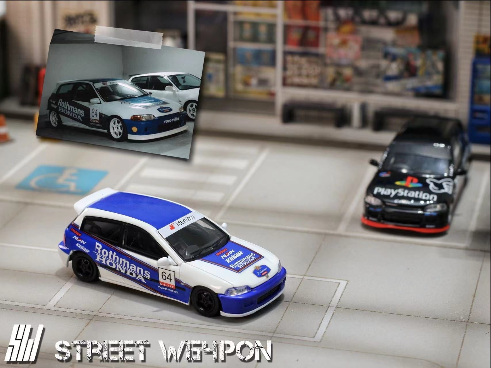 [ PREORDER ] STREET WEAPON SW - 1/64 HONDA Spoon EG6 PlayStation diecast model car - MODEL CARS UKMODEL CAR#INNO64##TARMAC##diecast_model#