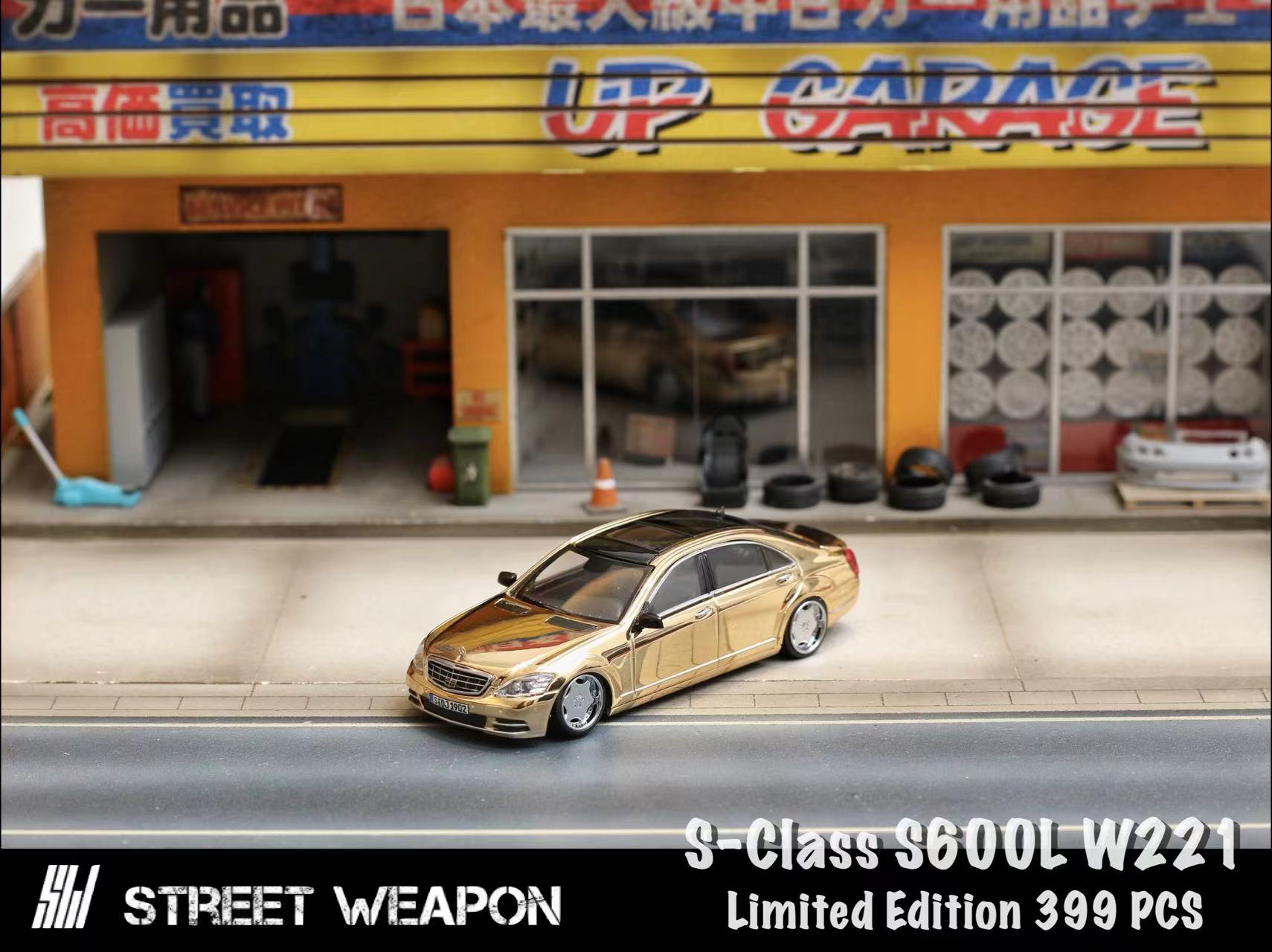 [ PREORDER ] STREET WEAPON SW - 1/64 Mercedes-Benz S-Class S600L W221 diecast model - Chrome Gold - MODEL CARS UKMODEL CAR#INNO64##TARMAC##diecast_model#