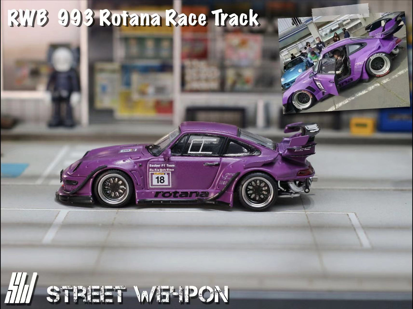 [ PREORDER ] STREET WEAPON SW - 1/64 PORSCHE RWB 993 diecast model - Rotana race track purple - MODEL CARS UKMODEL CAR#INNO64##TARMAC##diecast_model#