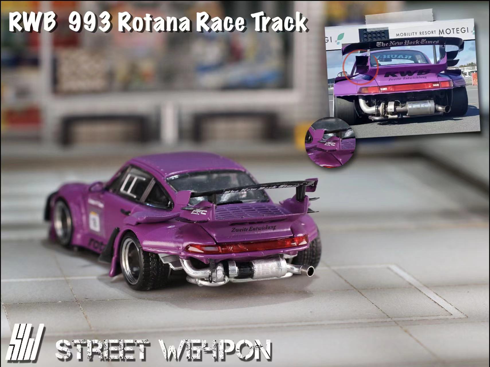 [ PREORDER ] STREET WEAPON SW - 1/64 PORSCHE RWB 993 diecast model - Rotana race track purple - MODEL CARS UKMODEL CAR#INNO64##TARMAC##diecast_model#