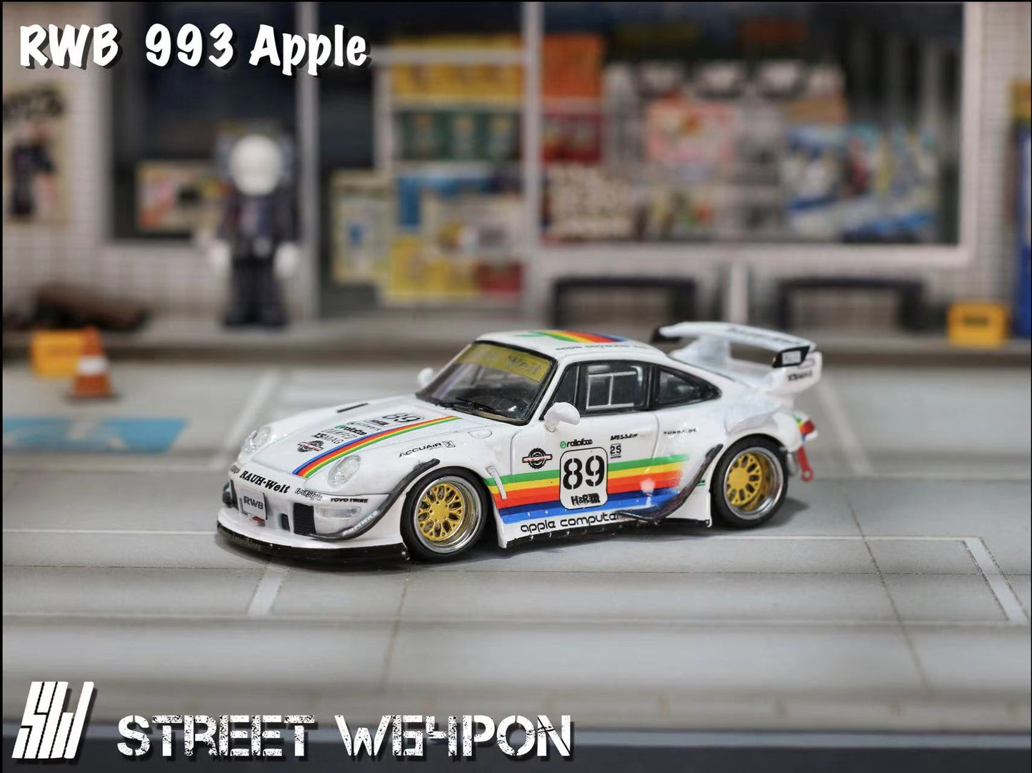 [ PREORDER ] STREET WEAPON SW - 1/64 PORSCHE RWB 993 diecast model - White Apple liver - MODEL CARS UKMODEL CAR#INNO64##TARMAC##diecast_model#