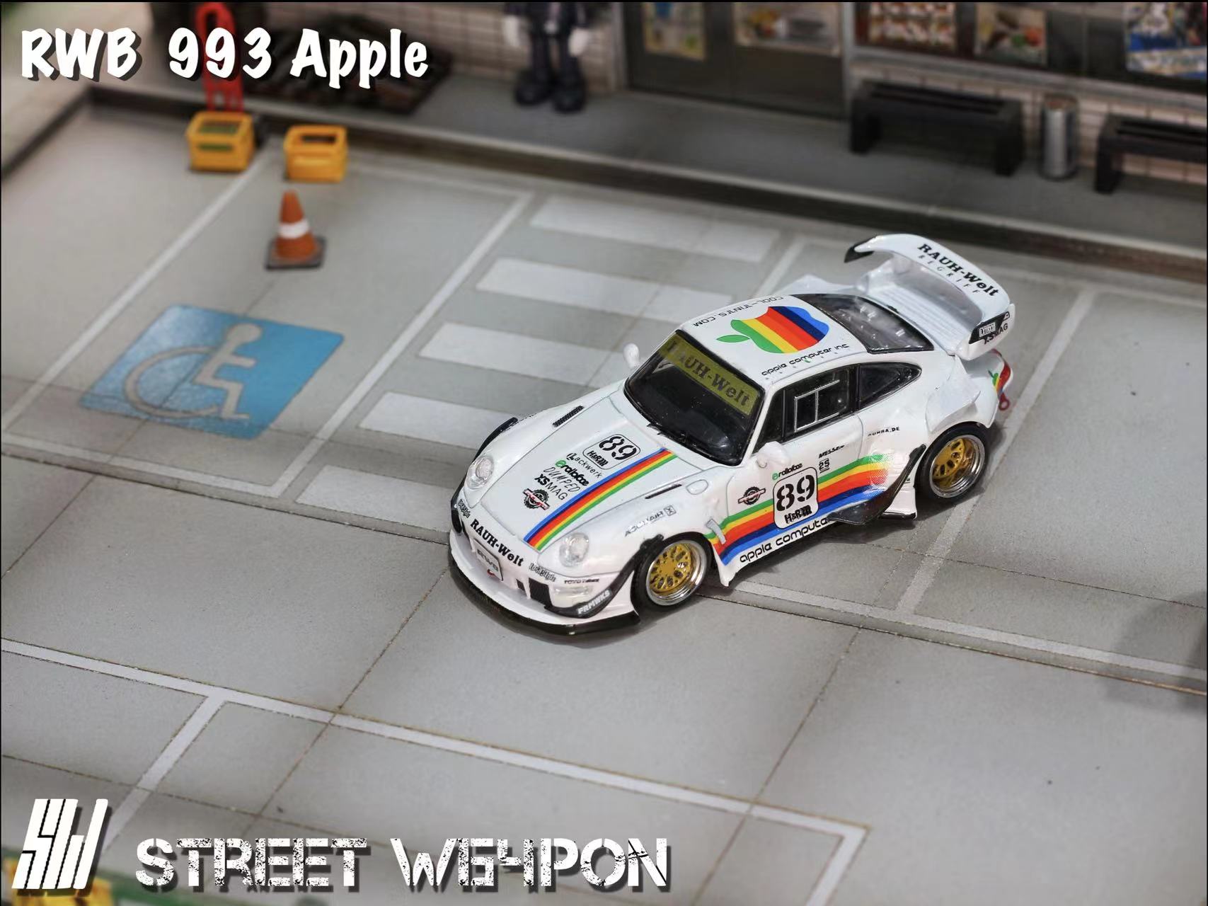 [ PREORDER ] STREET WEAPON SW - 1/64 PORSCHE RWB 993 diecast model - White Apple liver - MODEL CARS UKMODEL CAR#INNO64##TARMAC##diecast_model#