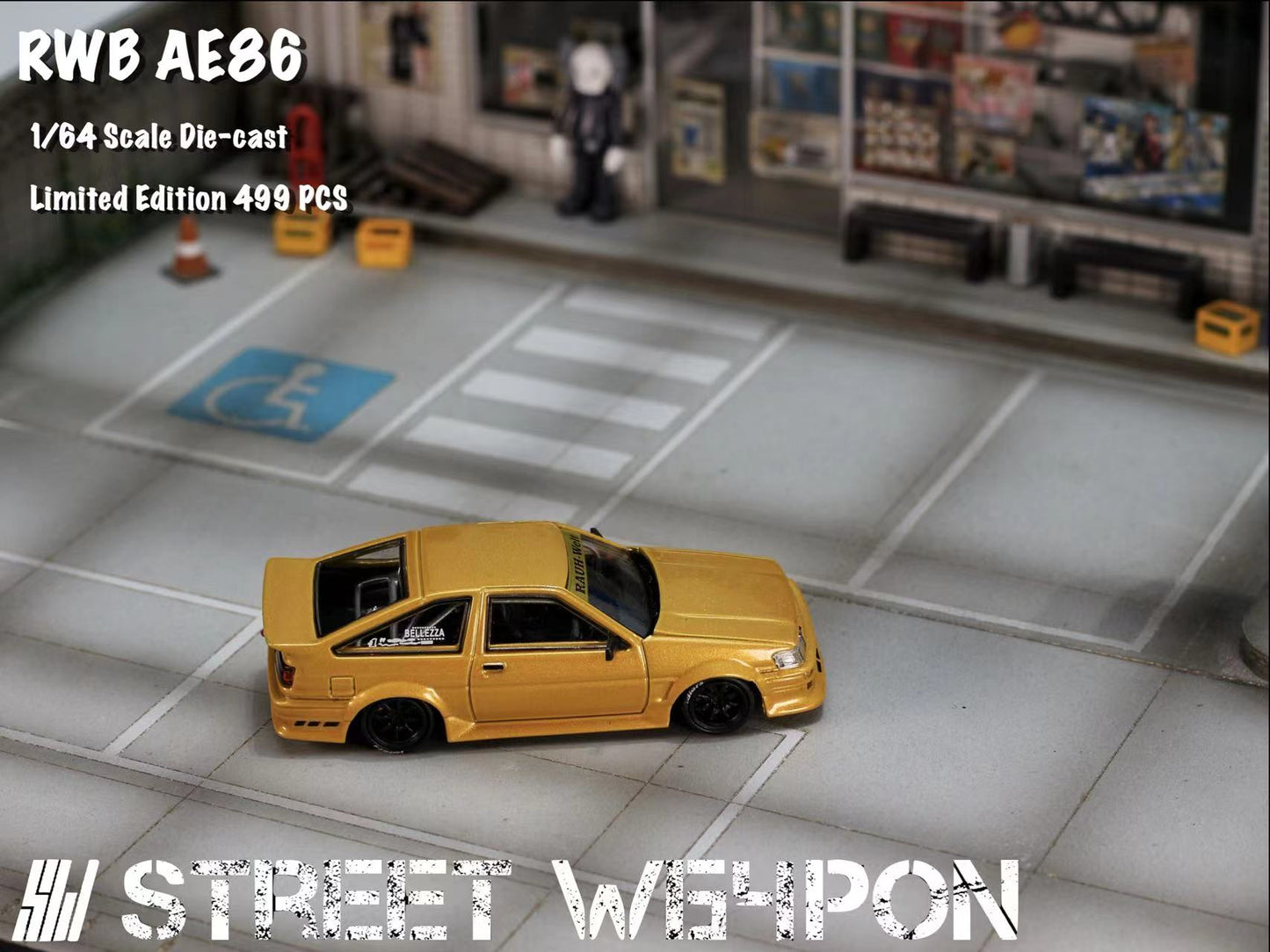 [ PREORDER ] STREET WEAPON SW - 1/64 RWB AE86 diecast model car - Golden - MODEL CARS UKMODEL CAR#INNO64##TARMAC##diecast_model#