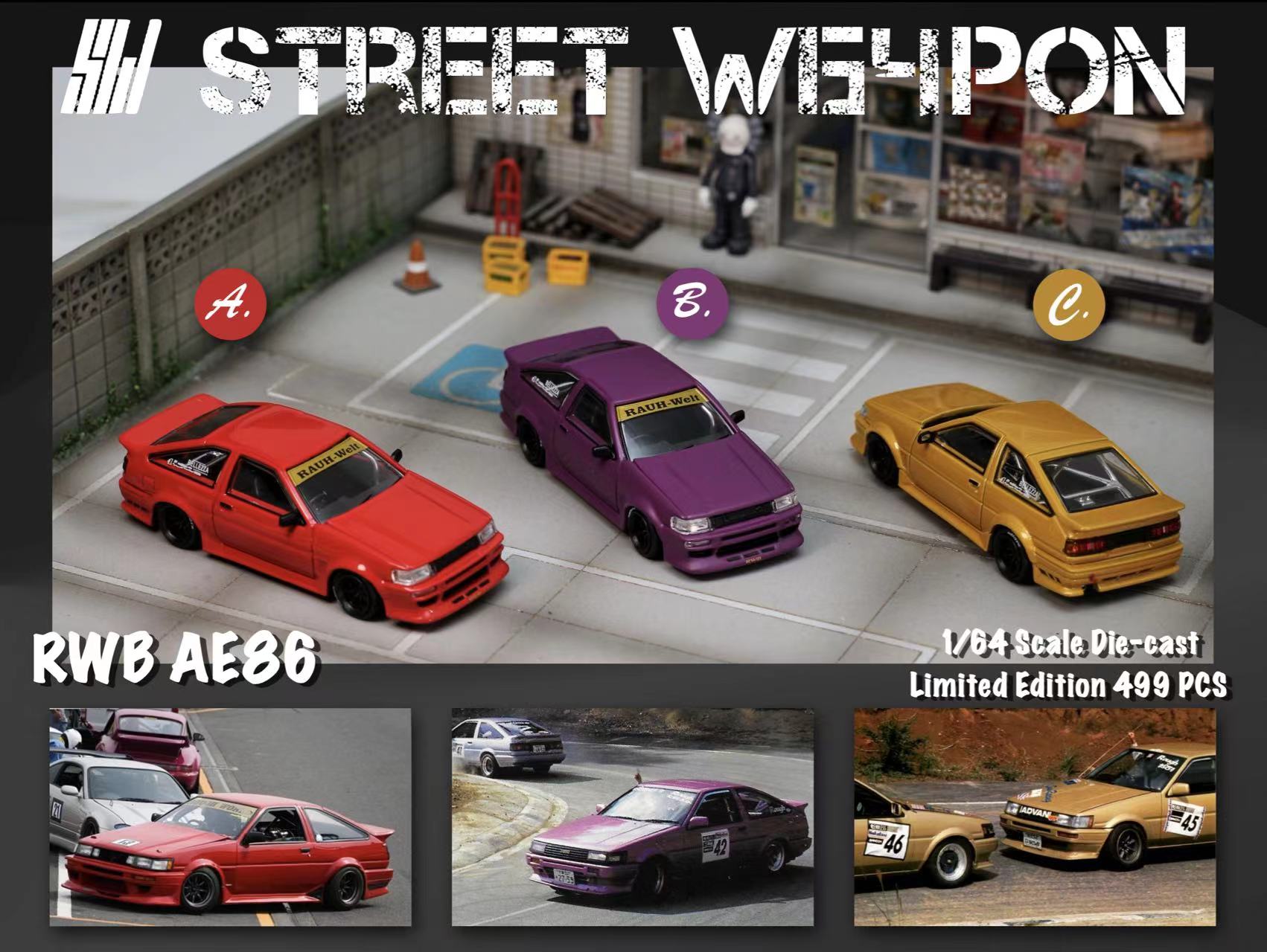 [ PREORDER ] STREET WEAPON SW - 1/64 RWB AE86 diecast model car - Golden - MODEL CARS UKMODEL CAR#INNO64##TARMAC##diecast_model#